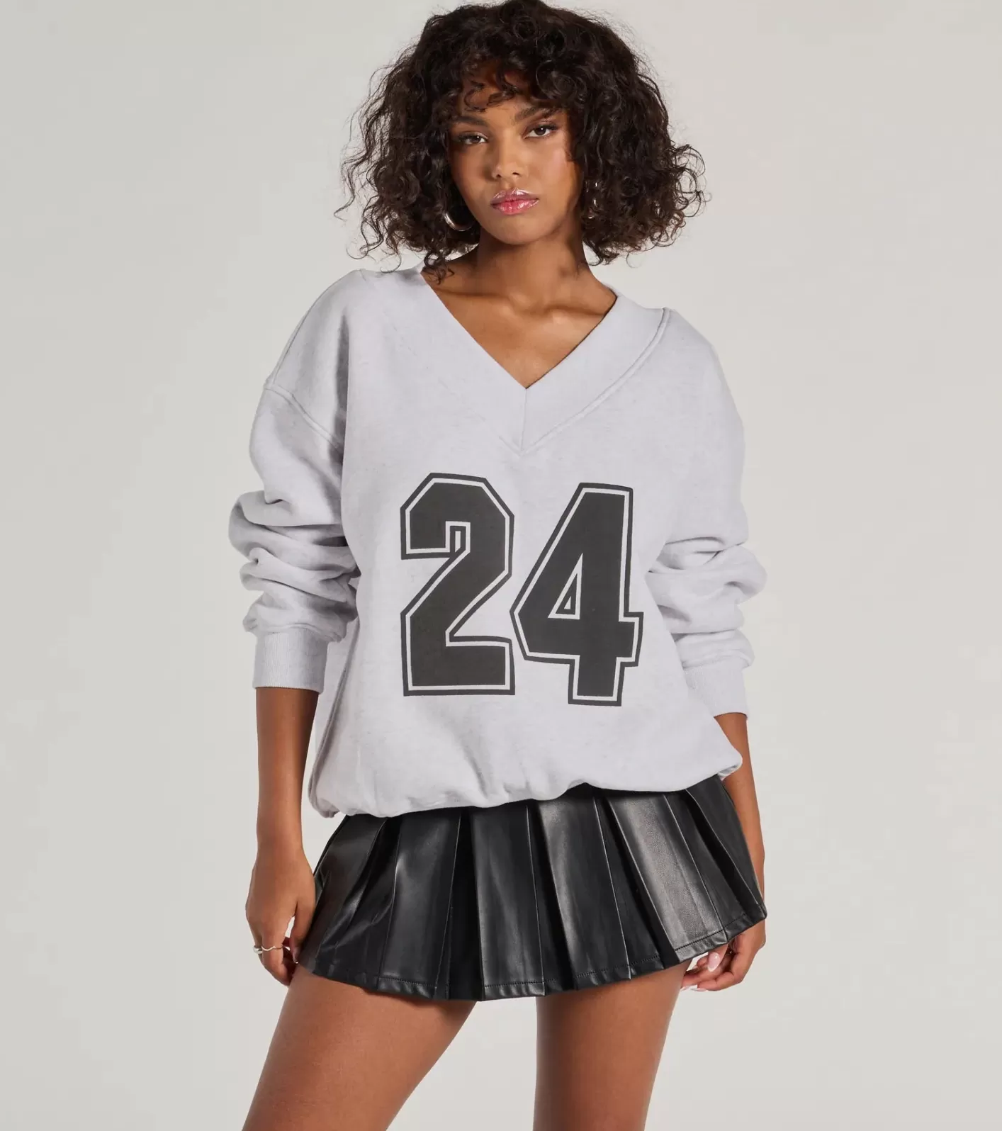 Windsor 24 Graphic Oversized Pullover Sweatshirt GRAY Cheap