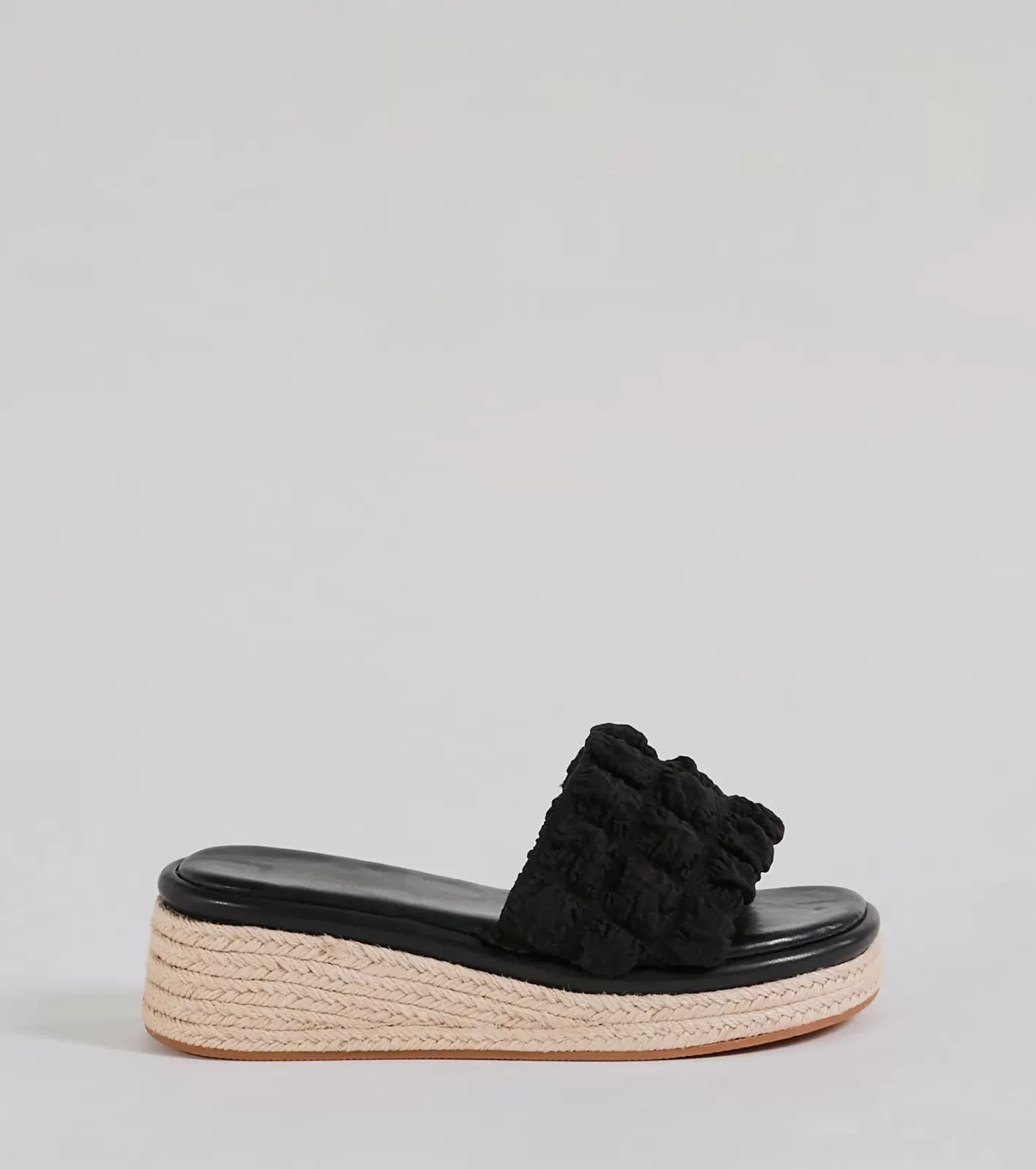 Windsor A Perfect Day Puff Espadrille Wedge Sandals BLACK Fashion