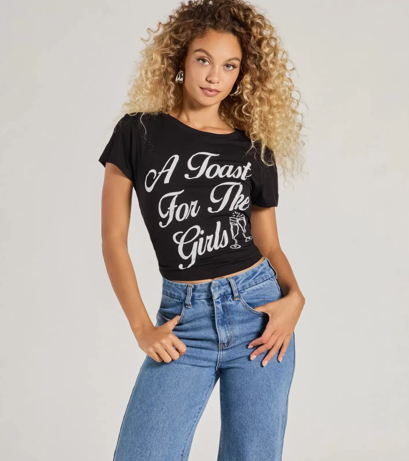 Windsor A Toast For The Girls Crop Graphic Tee BLACK Online