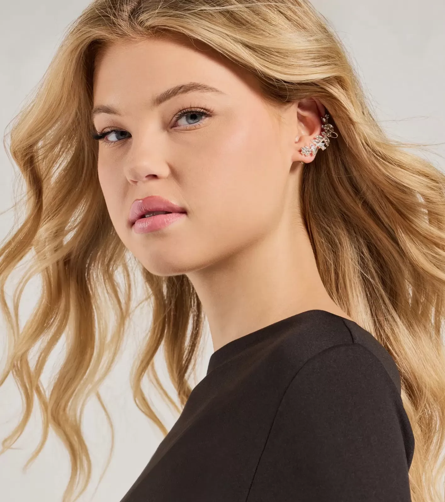 Windsor A Touch Of Luxe Rhinestone Leaf Ear Crawler Earrings SILVER Sale