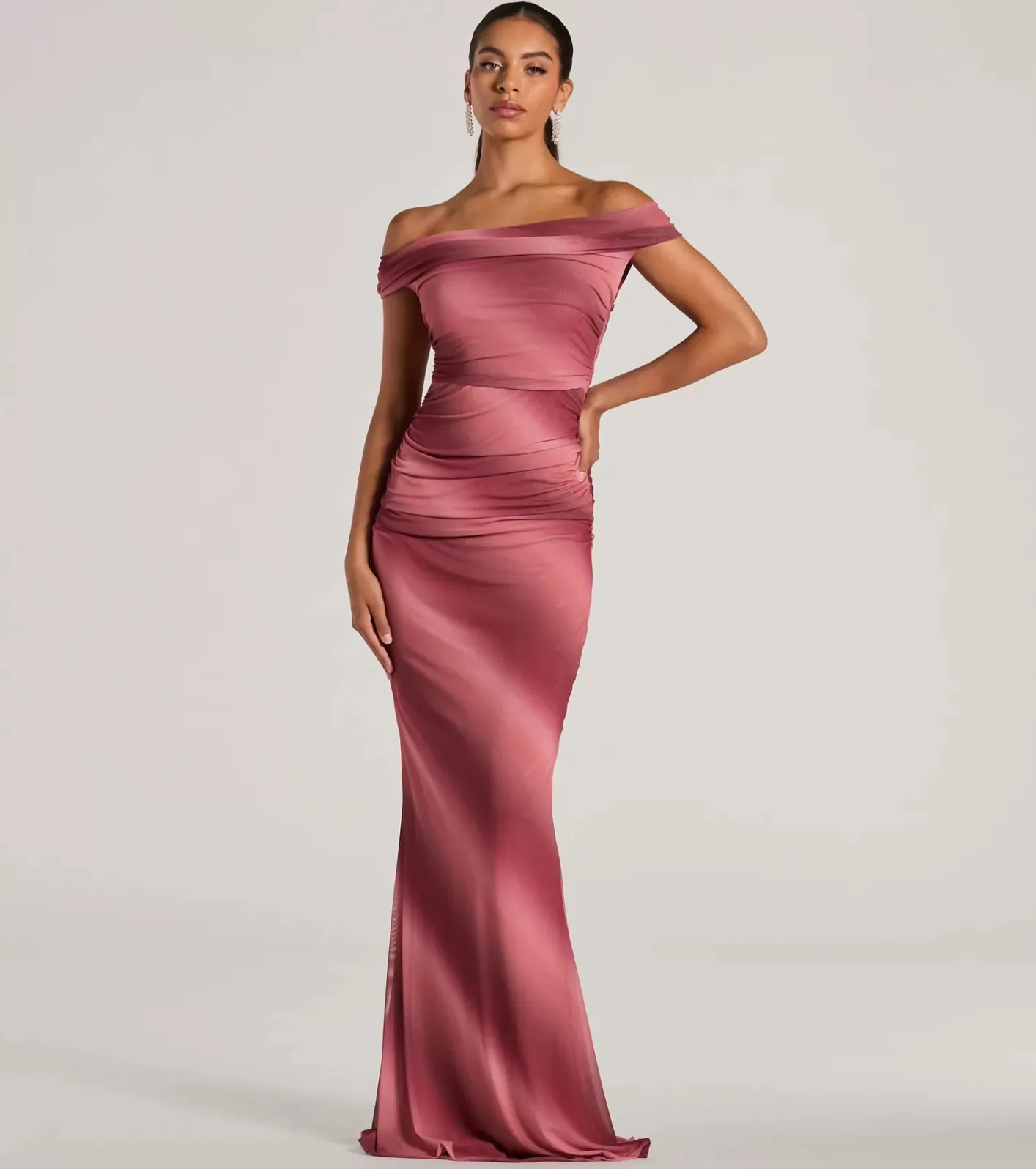 Windsor Abbie Off-The-Shoulder Mermaid Ombre Formal Dress MAUVE Cheap