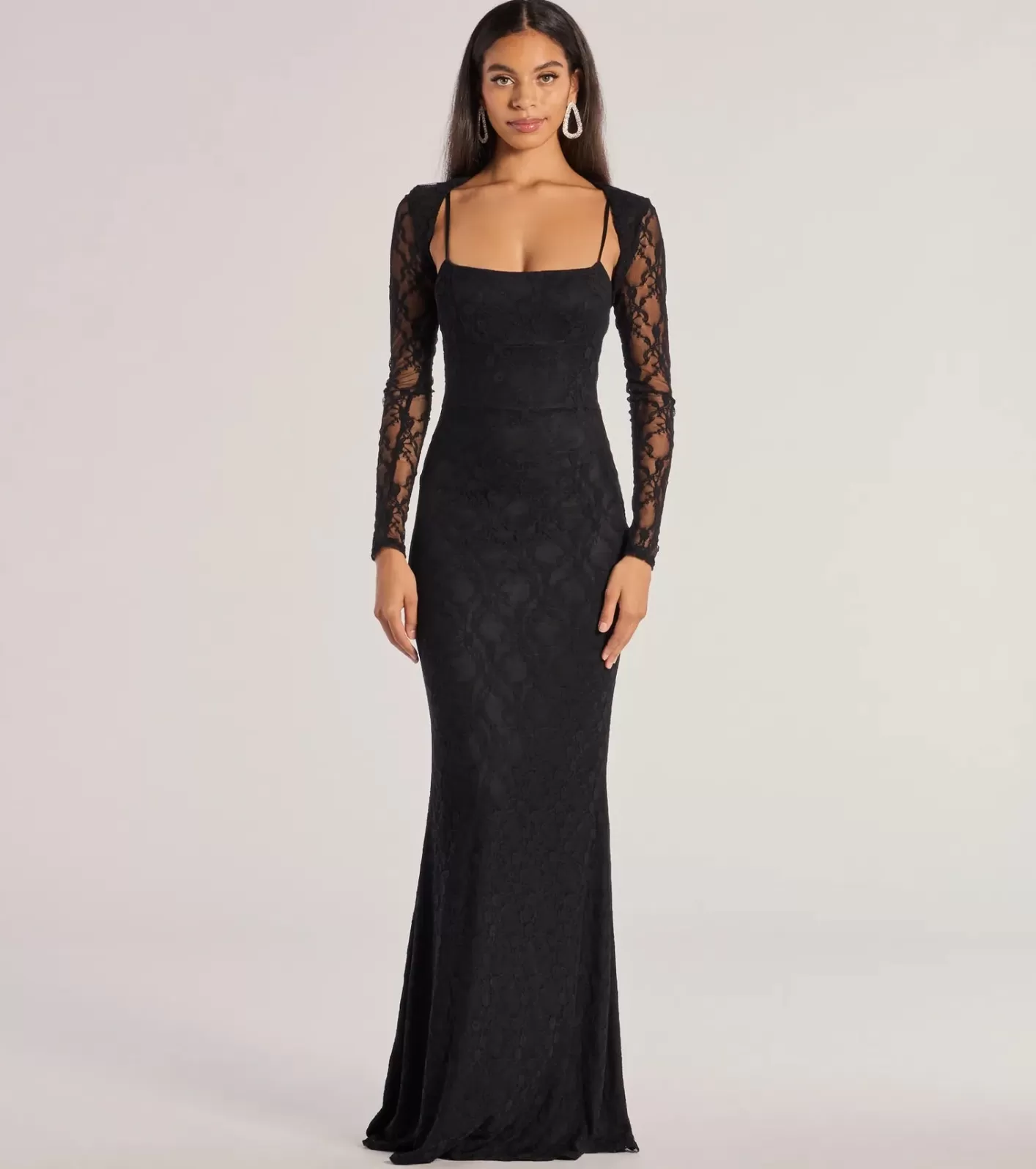 Windsor Adele Sleeveless Lace Mermaid Dress With Bolero BLACK Fashion