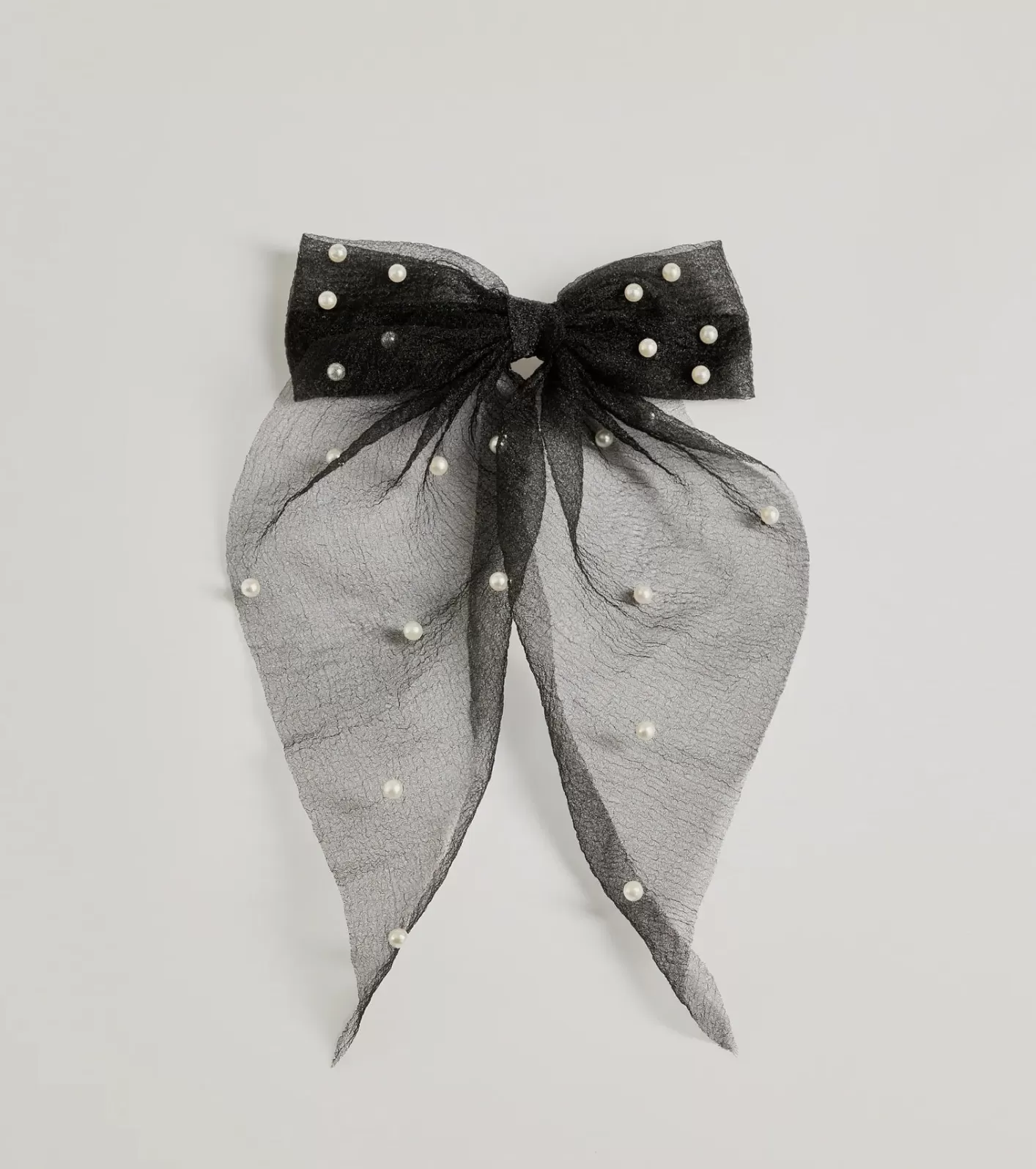 Windsor Adorable And Chic Pearl Detail Hair Bow Clip BLACK Best Sale