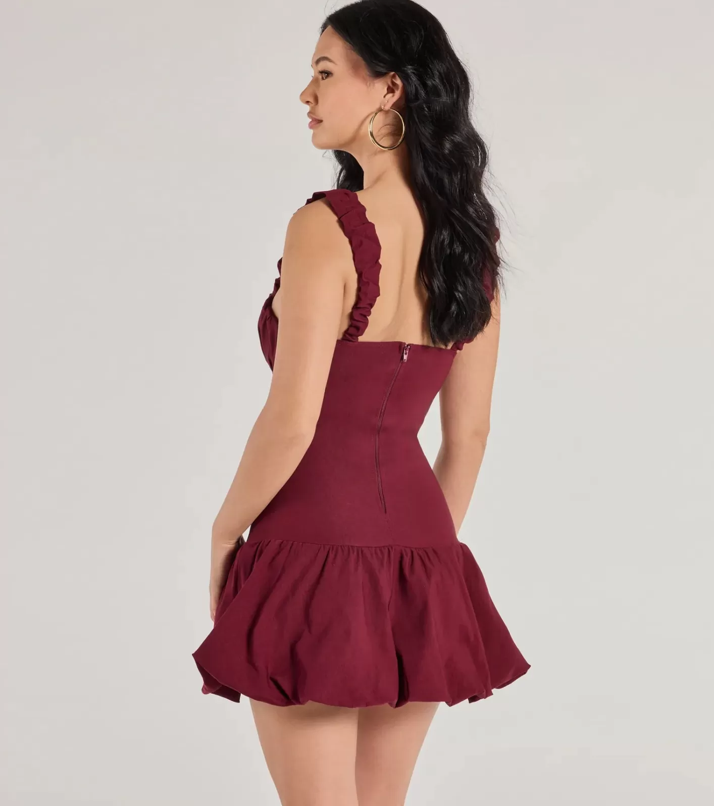 Windsor Adorable Aura Drop Waist Bubble Hem Skater Dress WINE Best Sale
