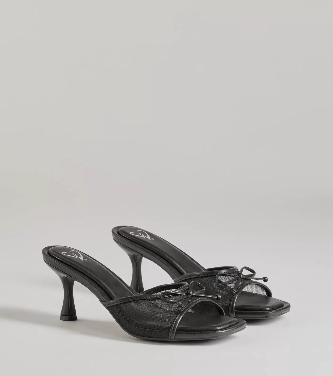 Windsor Adorable Bow Detail Mesh Strap Stiletto Mules BLACK Online