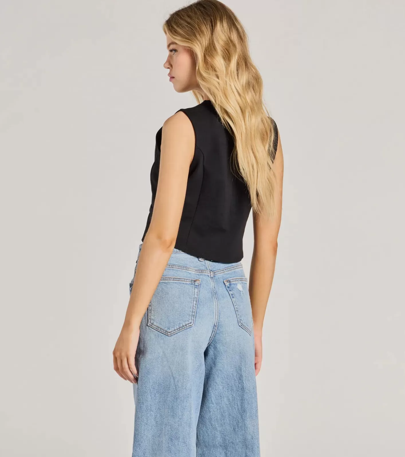 Windsor Adorable Entrance Tie-Front Ponte Vest BLACK Best