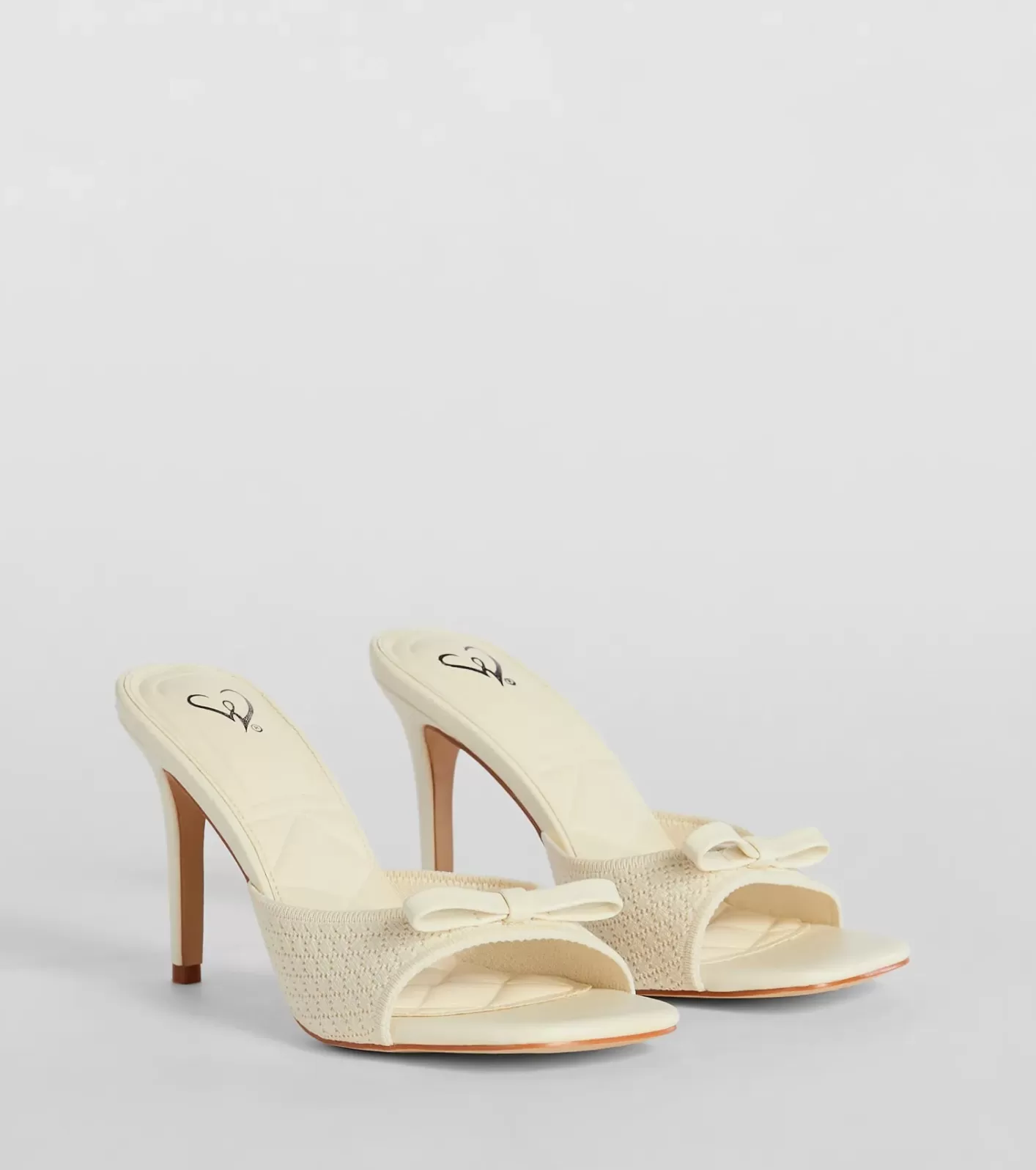 Windsor Adorable Finesse Knit Bow Stiletto Heels IVORY Cheap