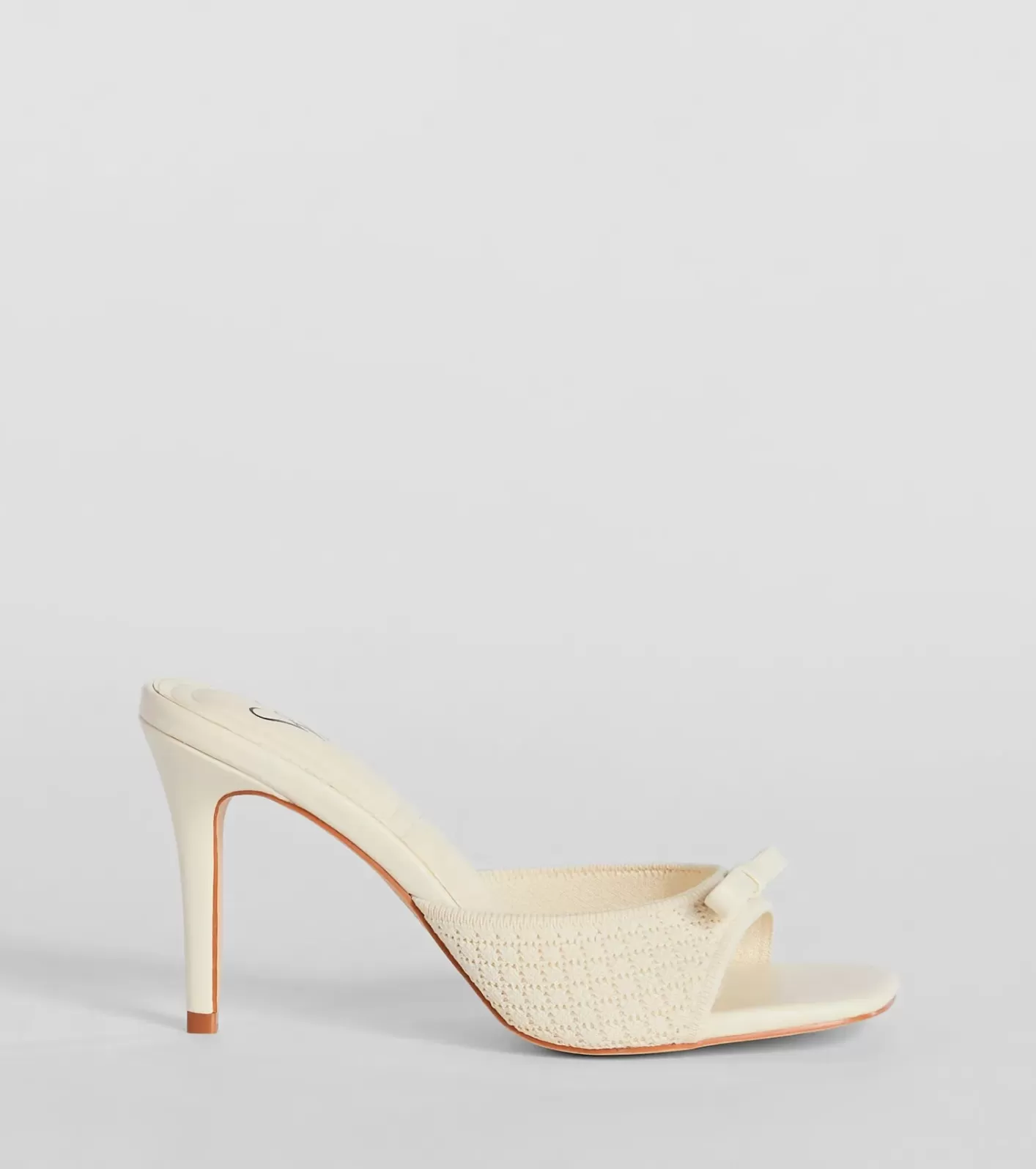 Windsor Adorable Finesse Knit Bow Stiletto Heels IVORY Cheap
