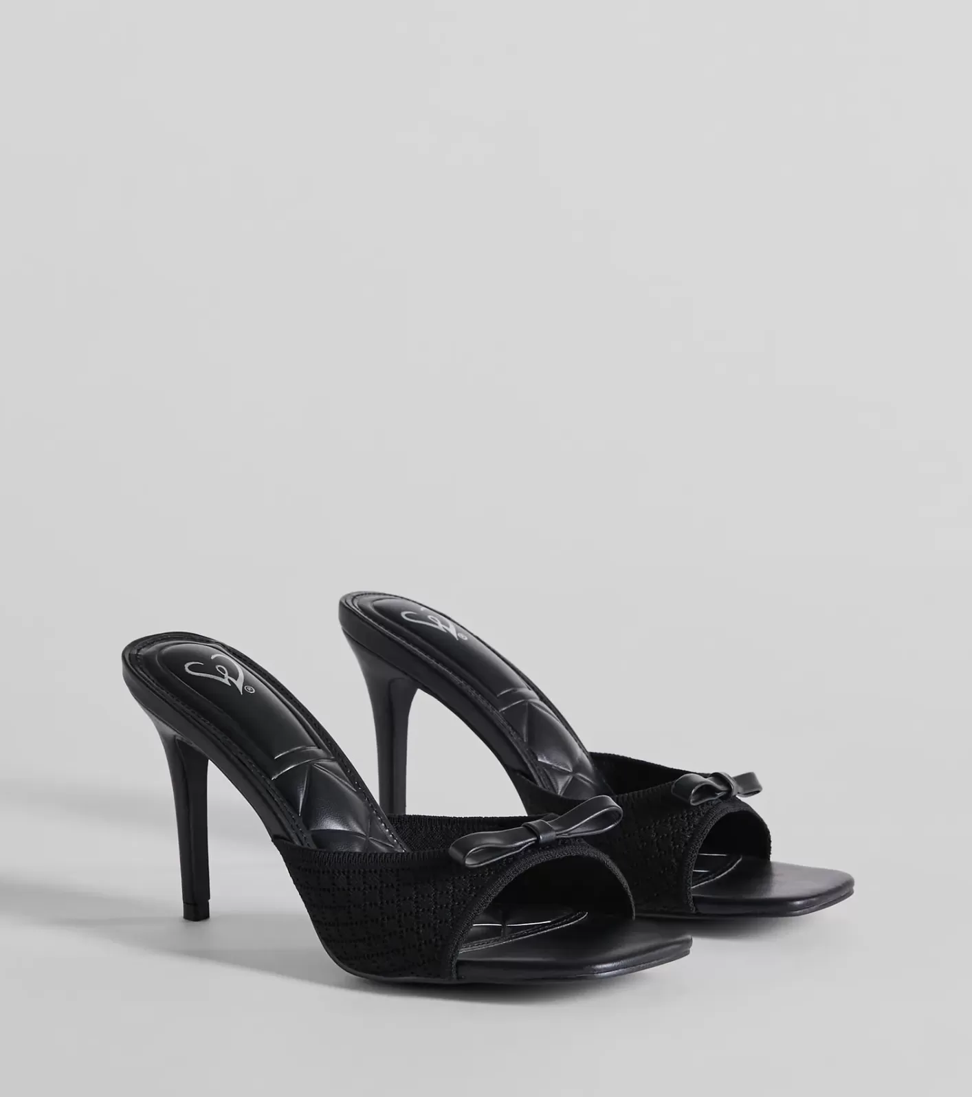 Windsor Adorable Finesse Knit Bow Stiletto Heels BLACK Best