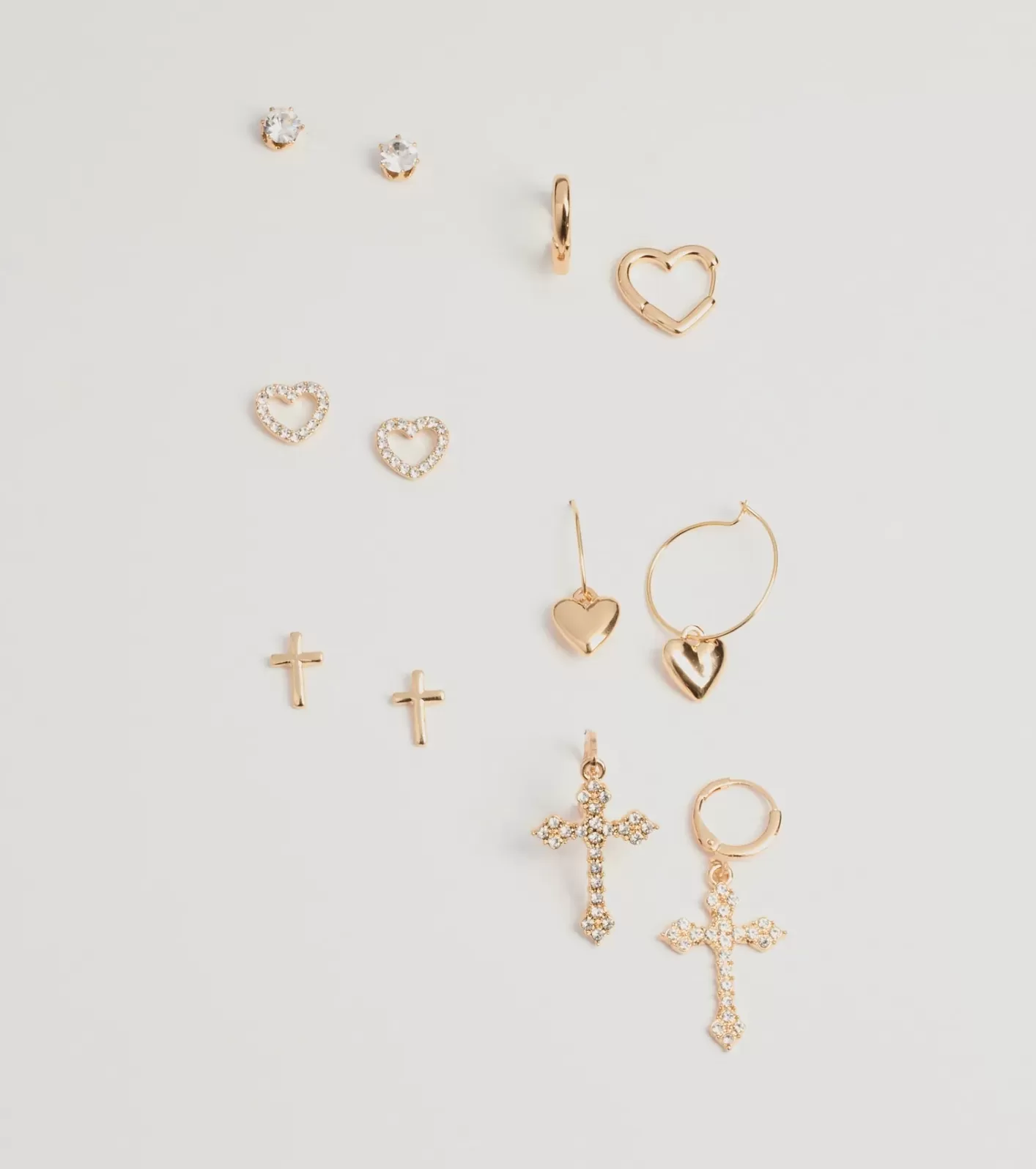 Windsor Adorable Trend Stud And Hoop Earrings Set GOLD Fashion