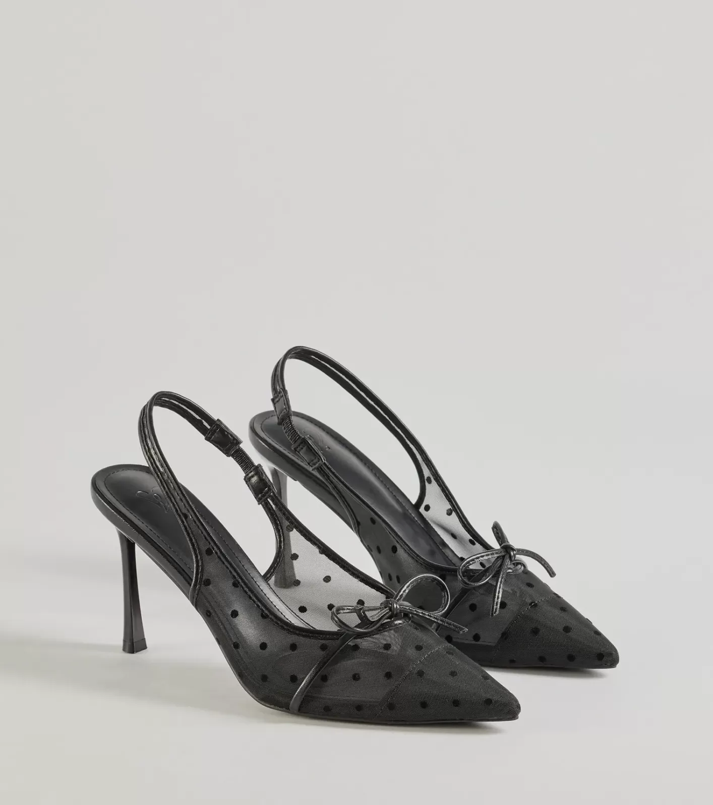 Windsor Adorably Chic Polka Dot Slingback Stiletto Heels BLACK New