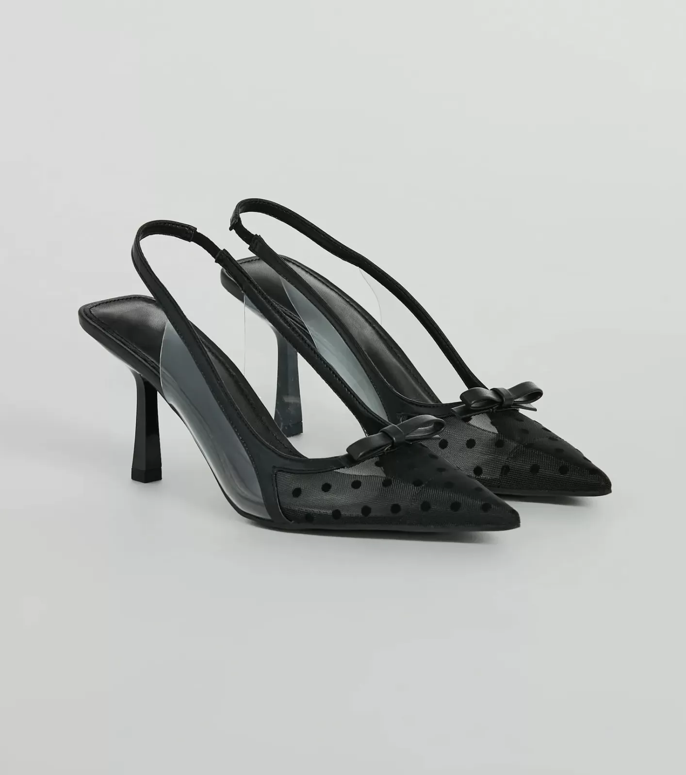 Windsor Adorably Posh Polka Dot Mesh Slingback Pumps BLACK Best