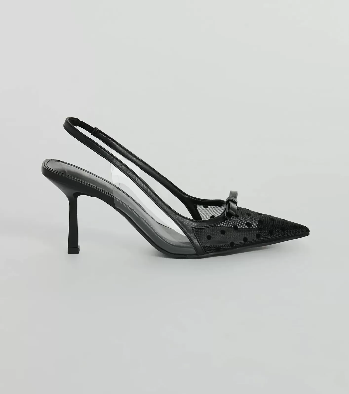 Windsor Adorably Posh Polka Dot Mesh Slingback Pumps BLACK Best