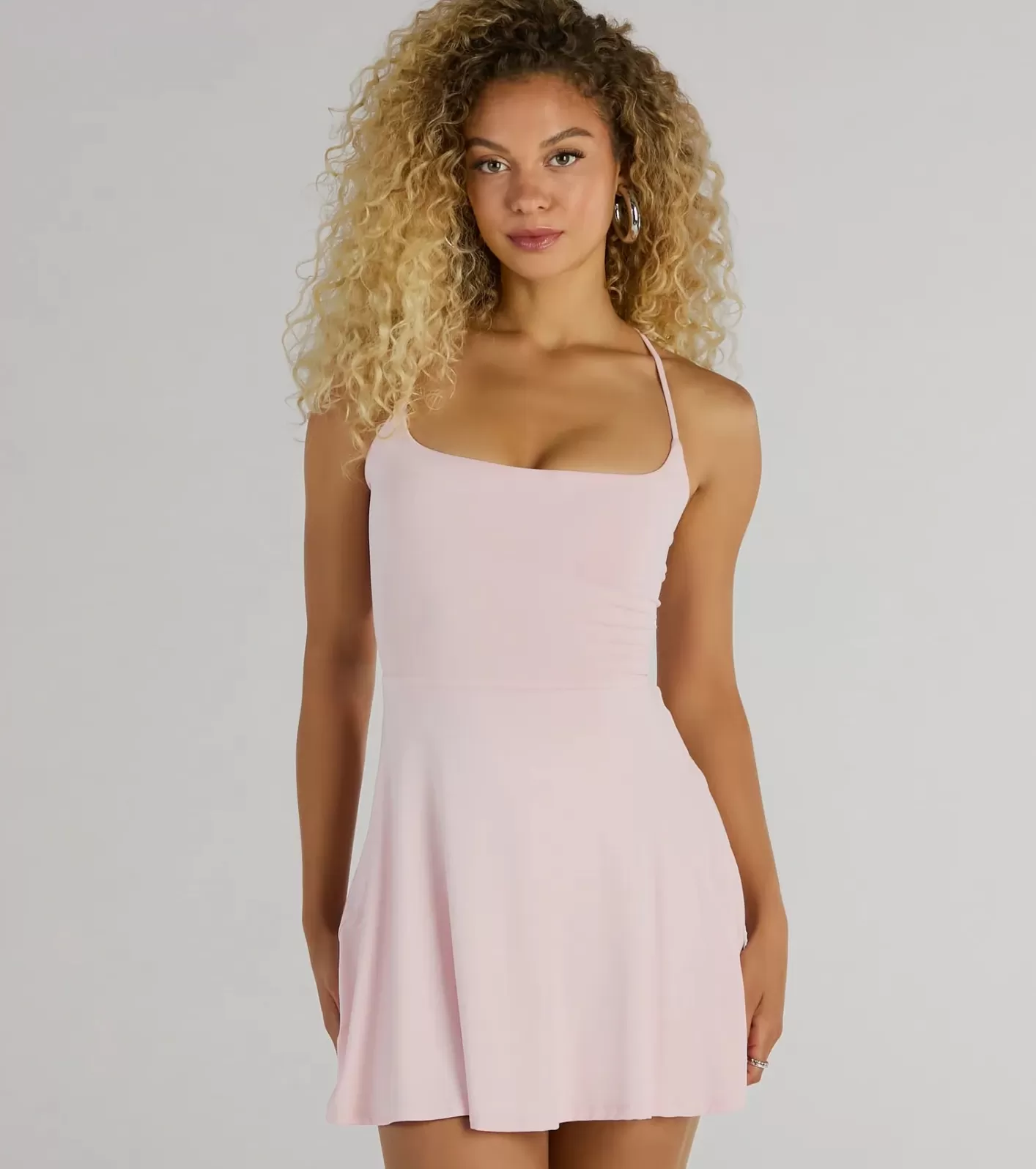 Windsor Adoring Cutie Sleeveless Lace-Up A-Line Mini Dress PINK Cheap