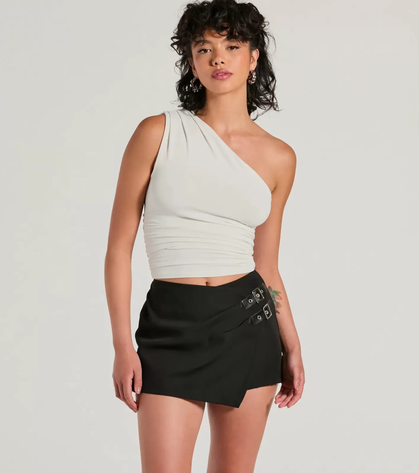 Windsor Adventuring Cutie Buckle Wrap Mini Skort BLACK Sale