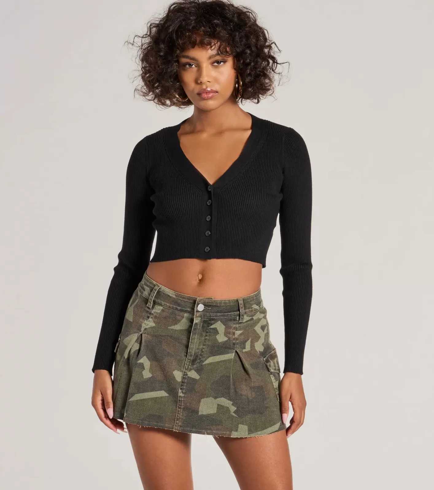 Windsor Adventurous Babe Camo Pleated Cargo Mini Skirt OLIVE Online