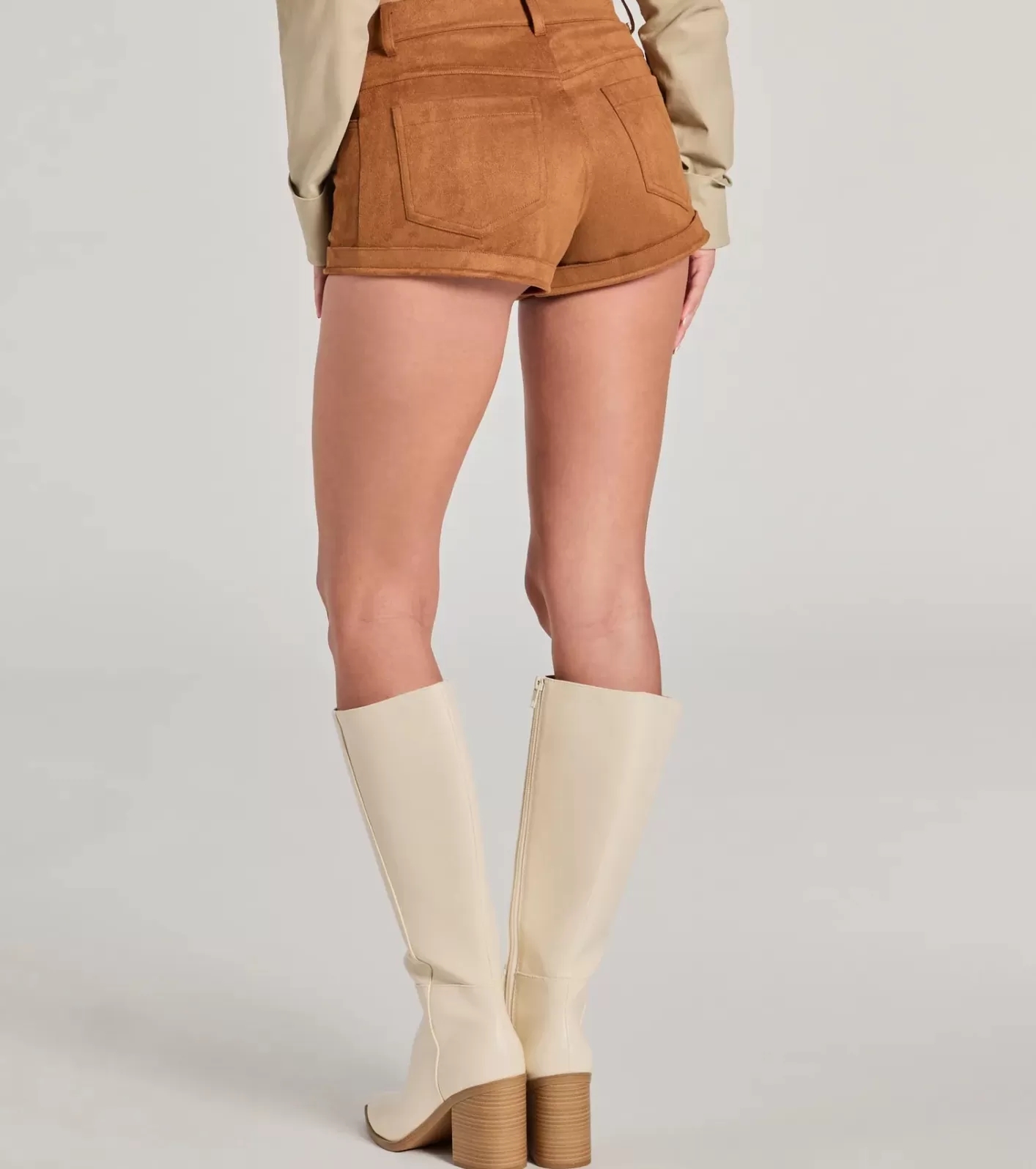 Windsor Adventurous Girlie Faux Suede Shorts TAN Cheap
