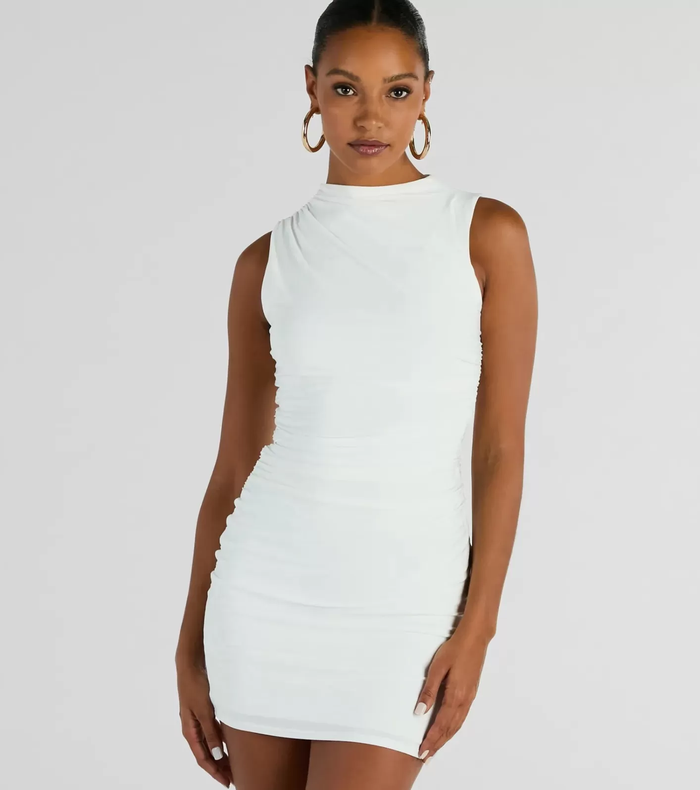 Windsor Ahead Of The Curve Crew Neck Bodycon Mini Dress WHITE Online