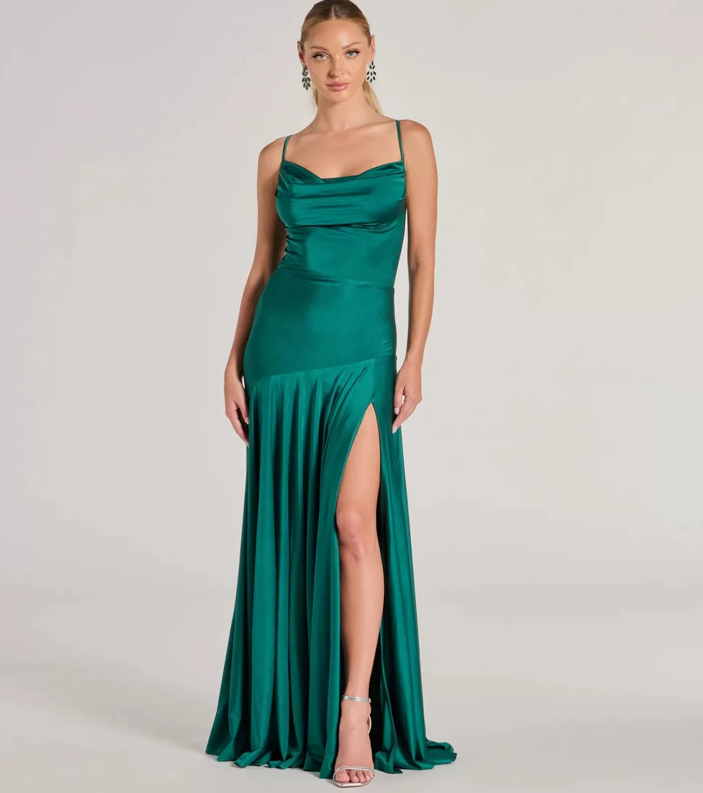 Windsor Alaia Cross-Back Pleated A-Line Formal Dress HUNTER Discount