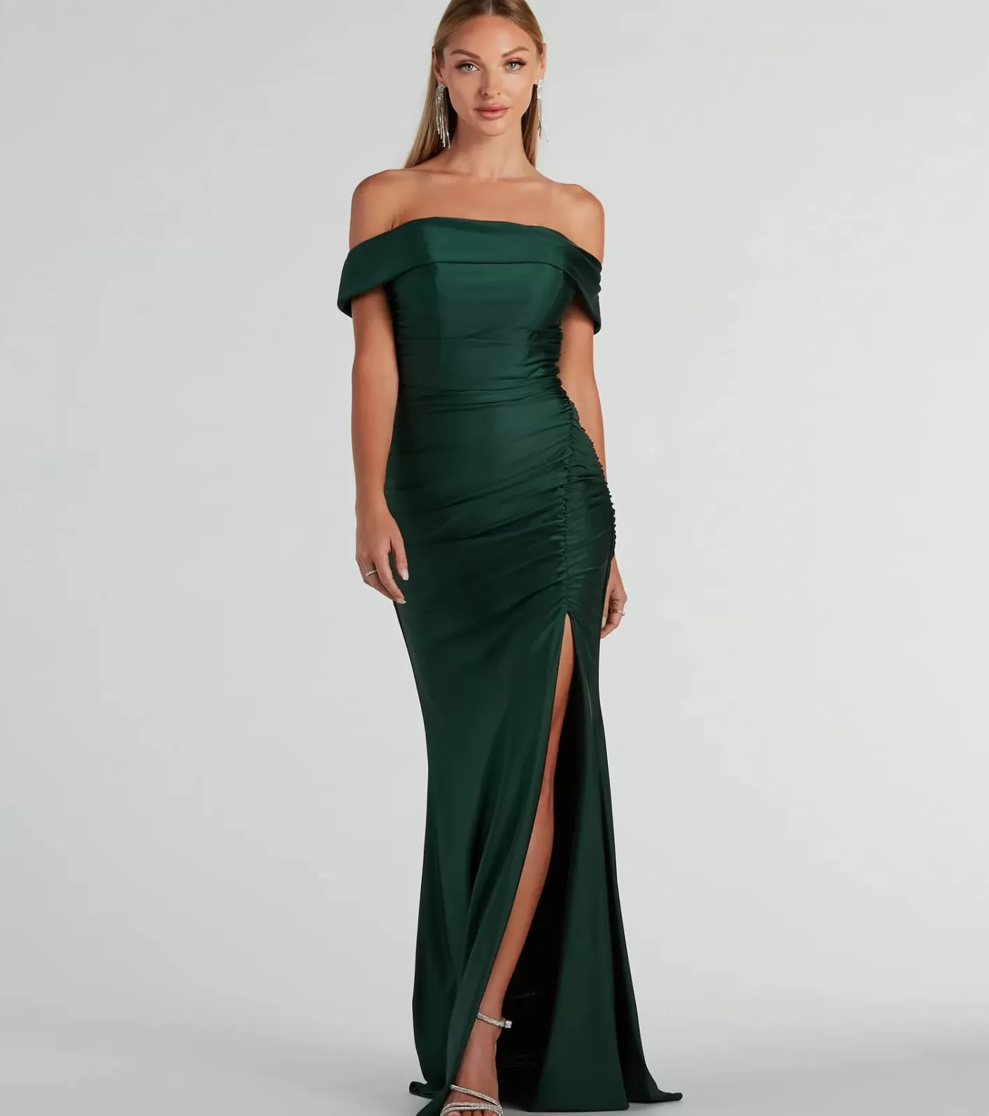 Windsor Alicia Off-The-Shoulder Mermaid Formal Dress HUNTER Cheap
