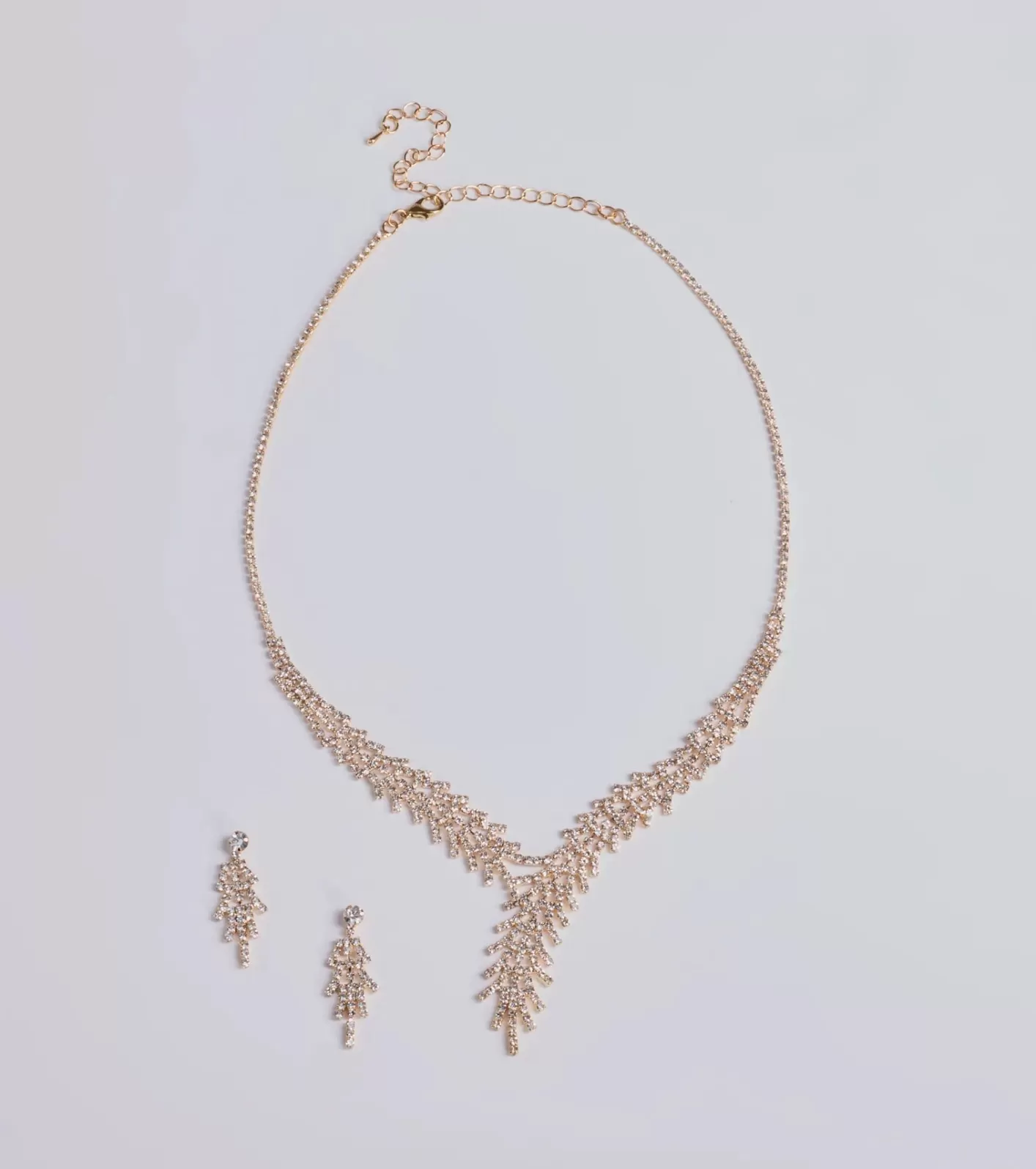 Windsor All That Glitz Rhinestone Fringe Necklace And Earrings Set GOLD Cheap