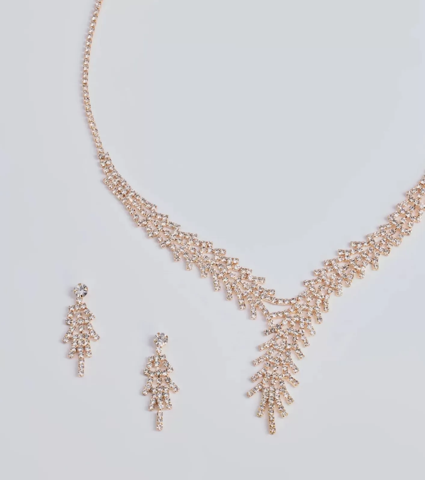 Windsor All That Glitz Rhinestone Fringe Necklace And Earrings Set GOLD Cheap