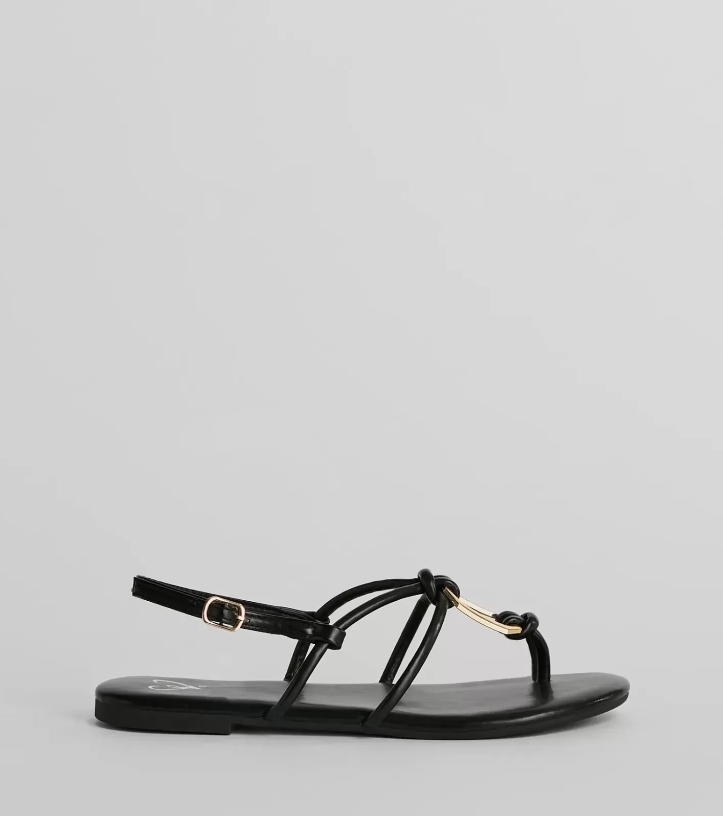Windsor All Things Chic Strappy Charm Flat Sandals BLACK Fashion