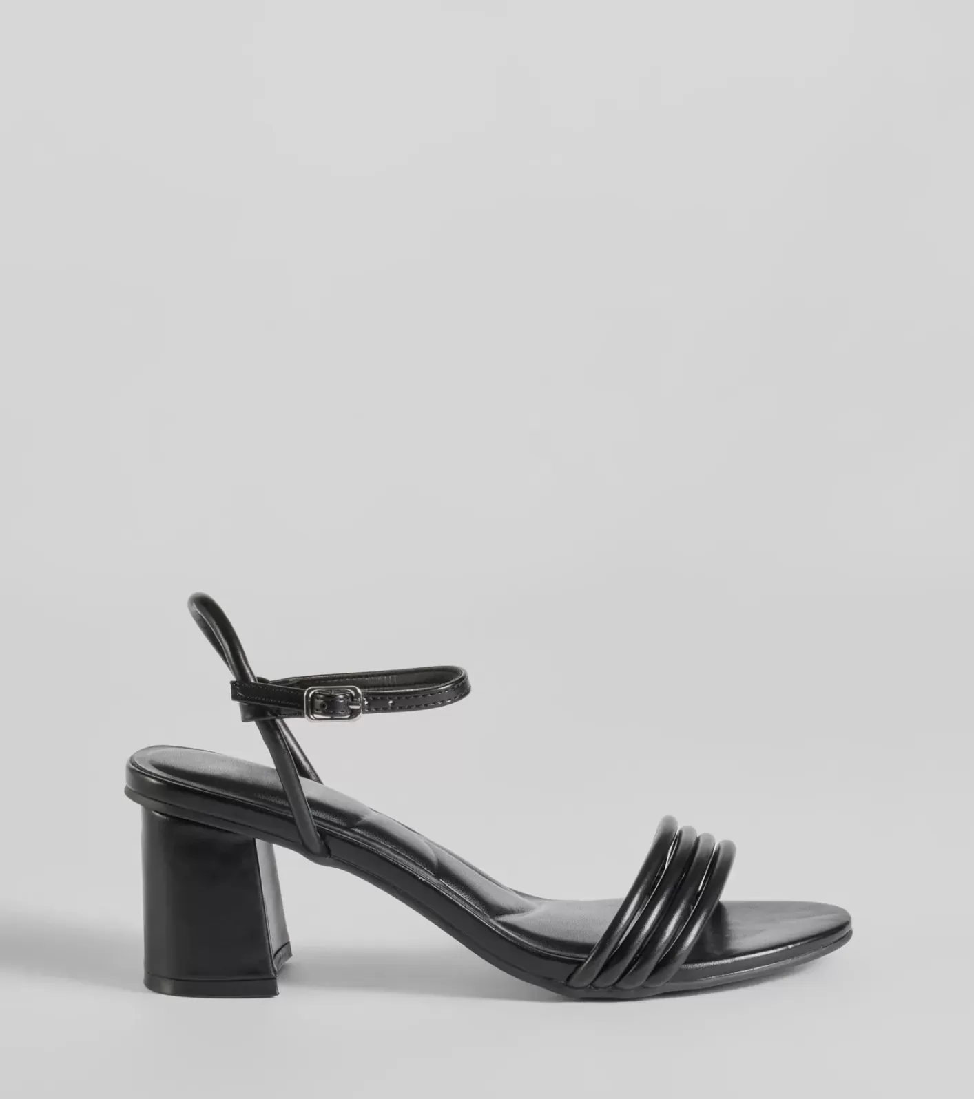 Windsor Always A Classic Strappy Faux Leather Block Heels BLACK New
