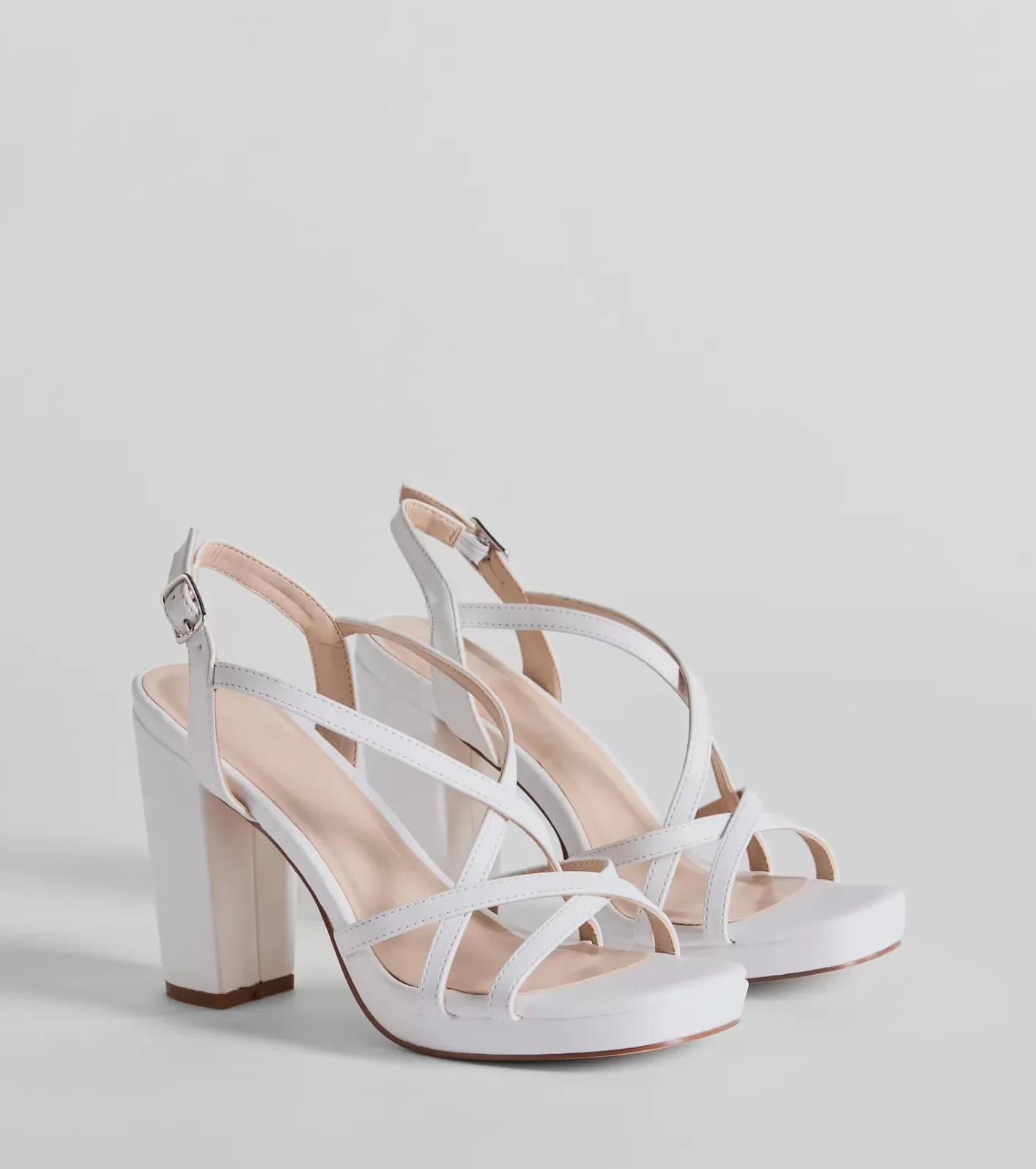 Windsor Always Slaying Strappy Platform Heels WHITE Outlet