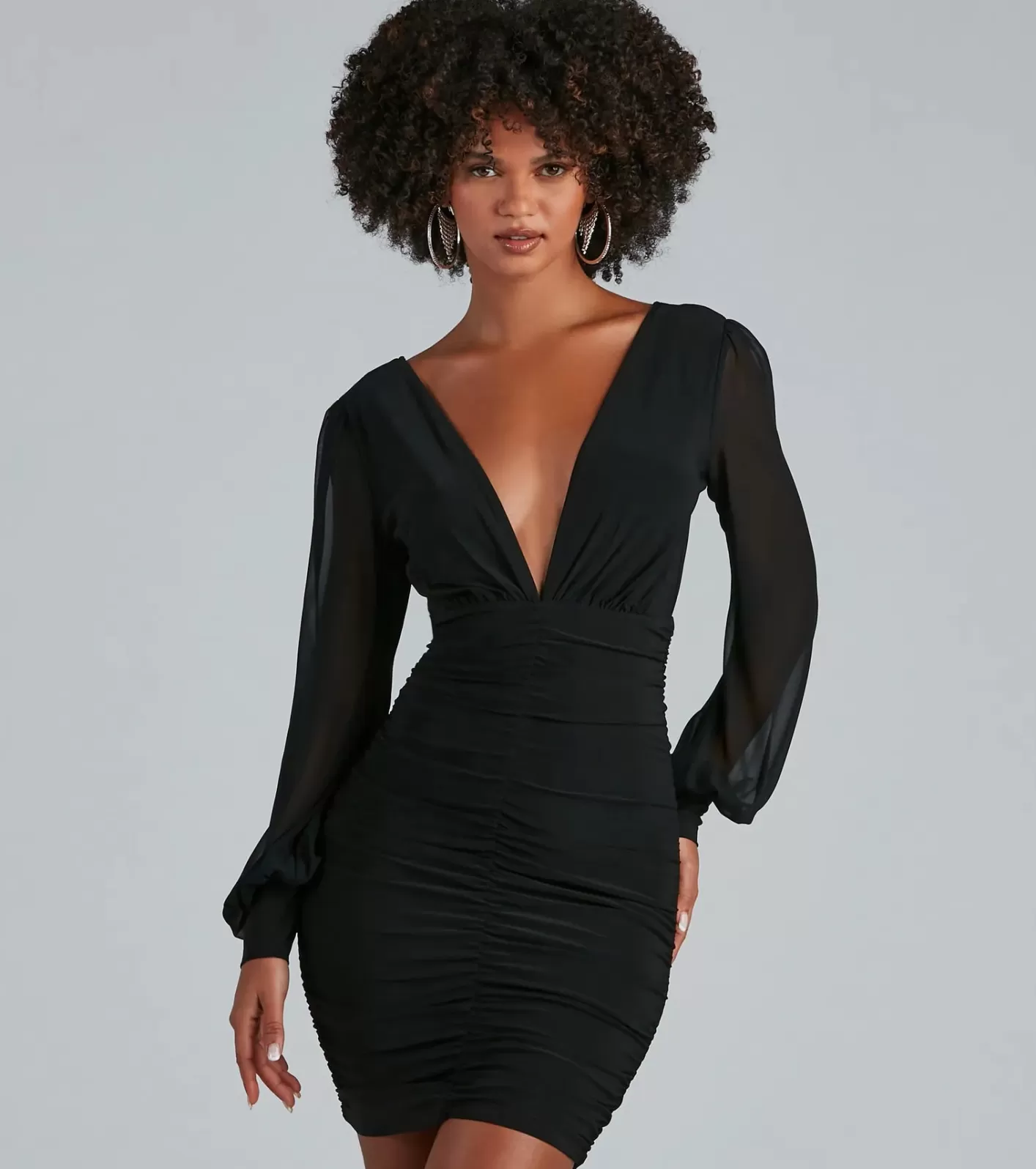 Windsor Amaria Formal Ruched Chiffon Mini Dress BLACK Store