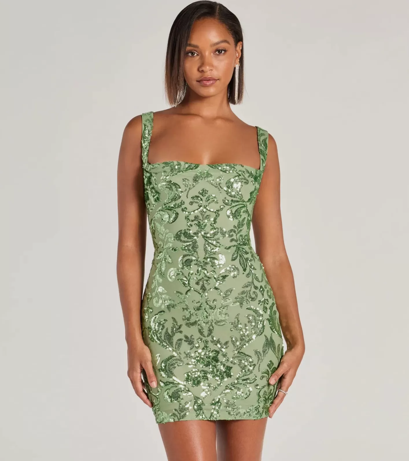 Windsor Aubree Lace-Up Sequin Party Dress SAGE Cheap