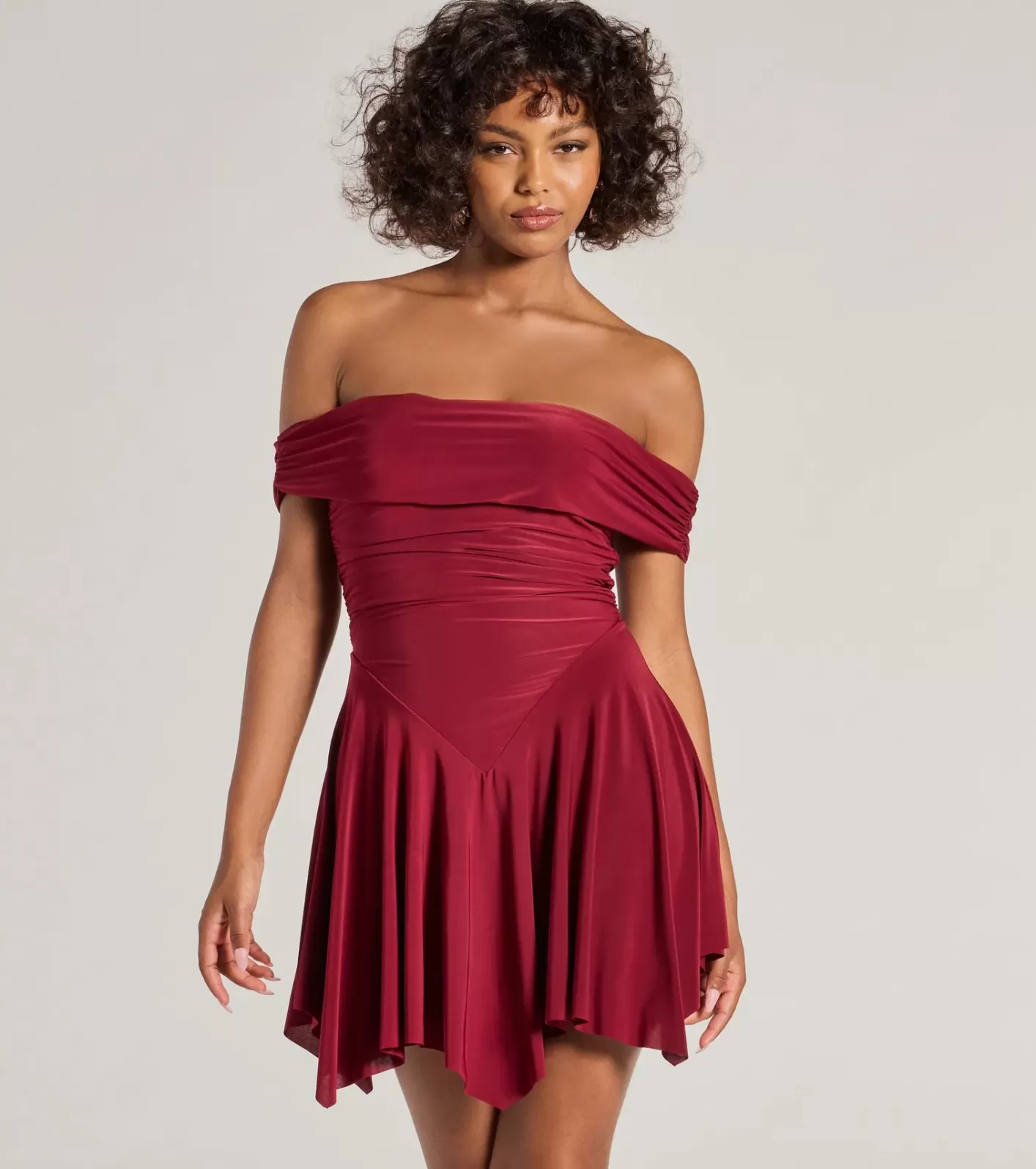 Windsor Be With You Off-The-Shoulder Skater Dress WINE Outlet