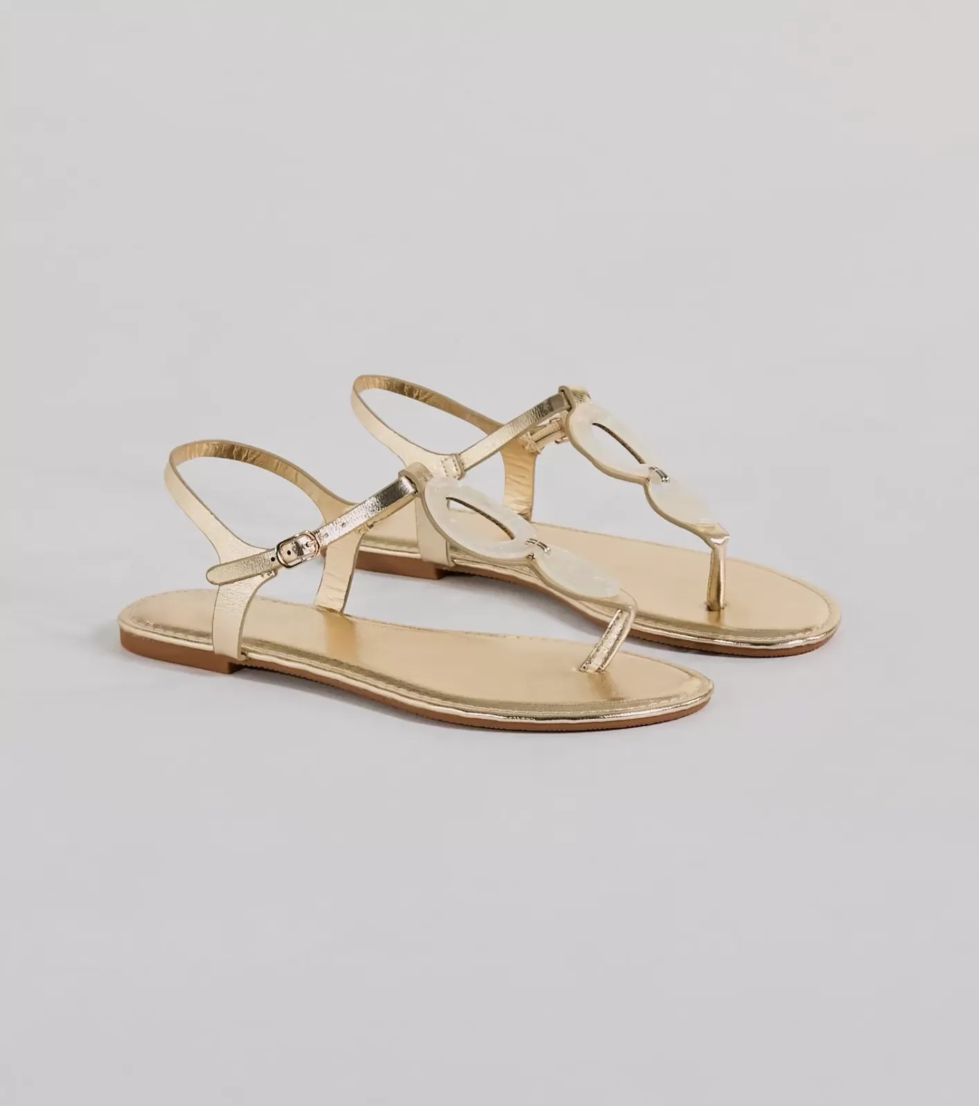 Windsor Beachy-Chic Shell Thong Strap Sandals GOLD New