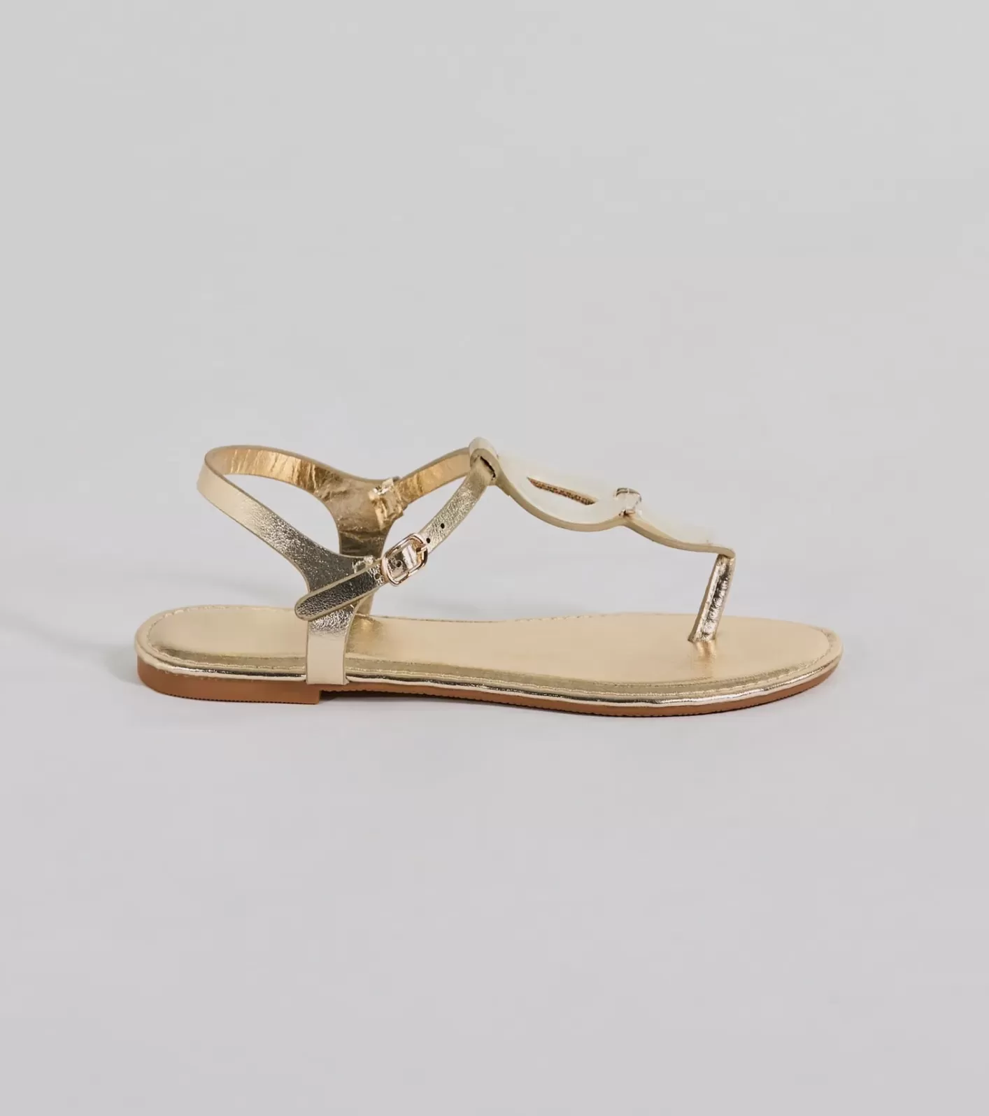 Windsor Beachy-Chic Shell Thong Strap Sandals GOLD New