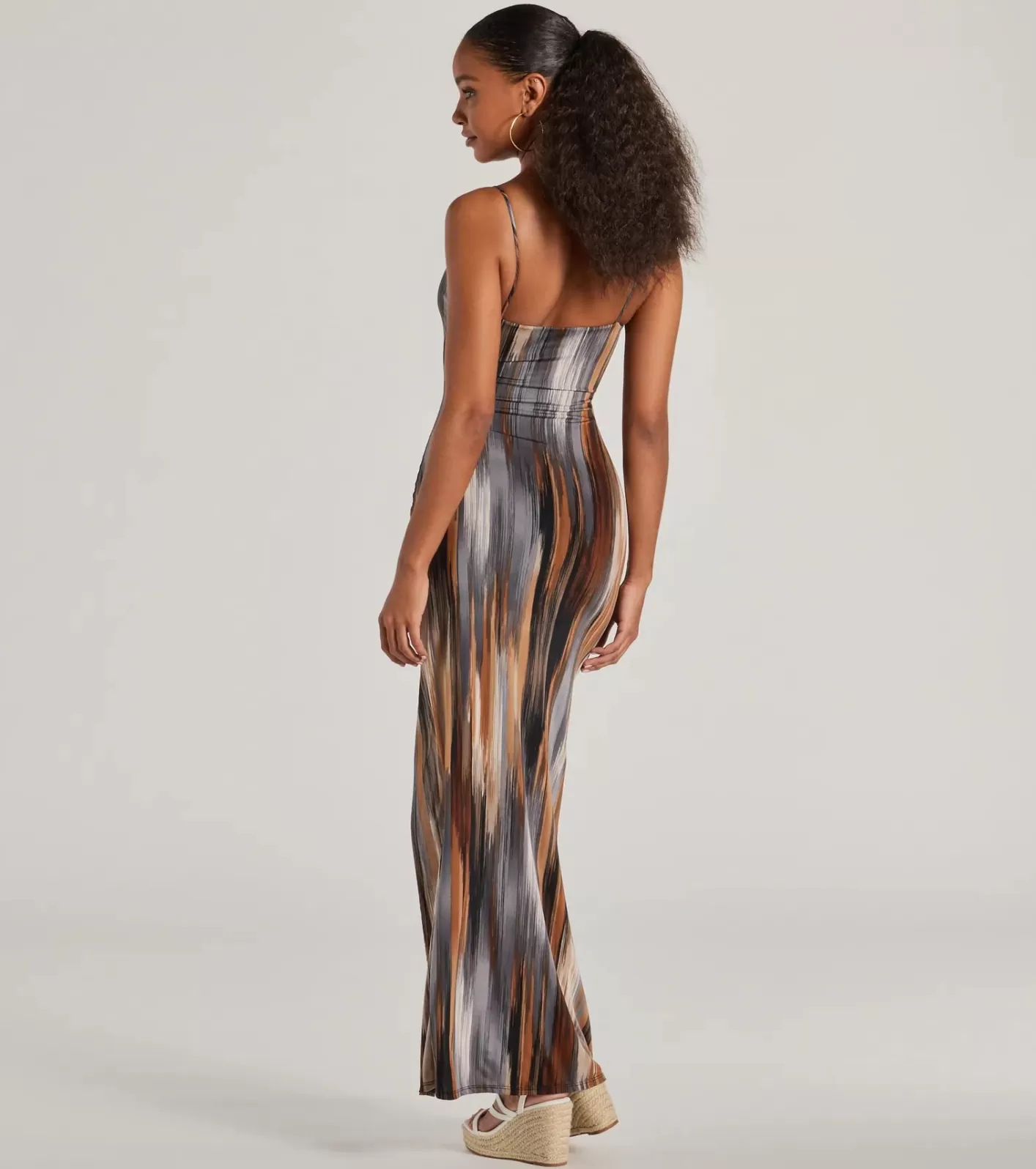 Windsor Beauty On Vacay Cutout Abstract Maxi Dress GRAY Store