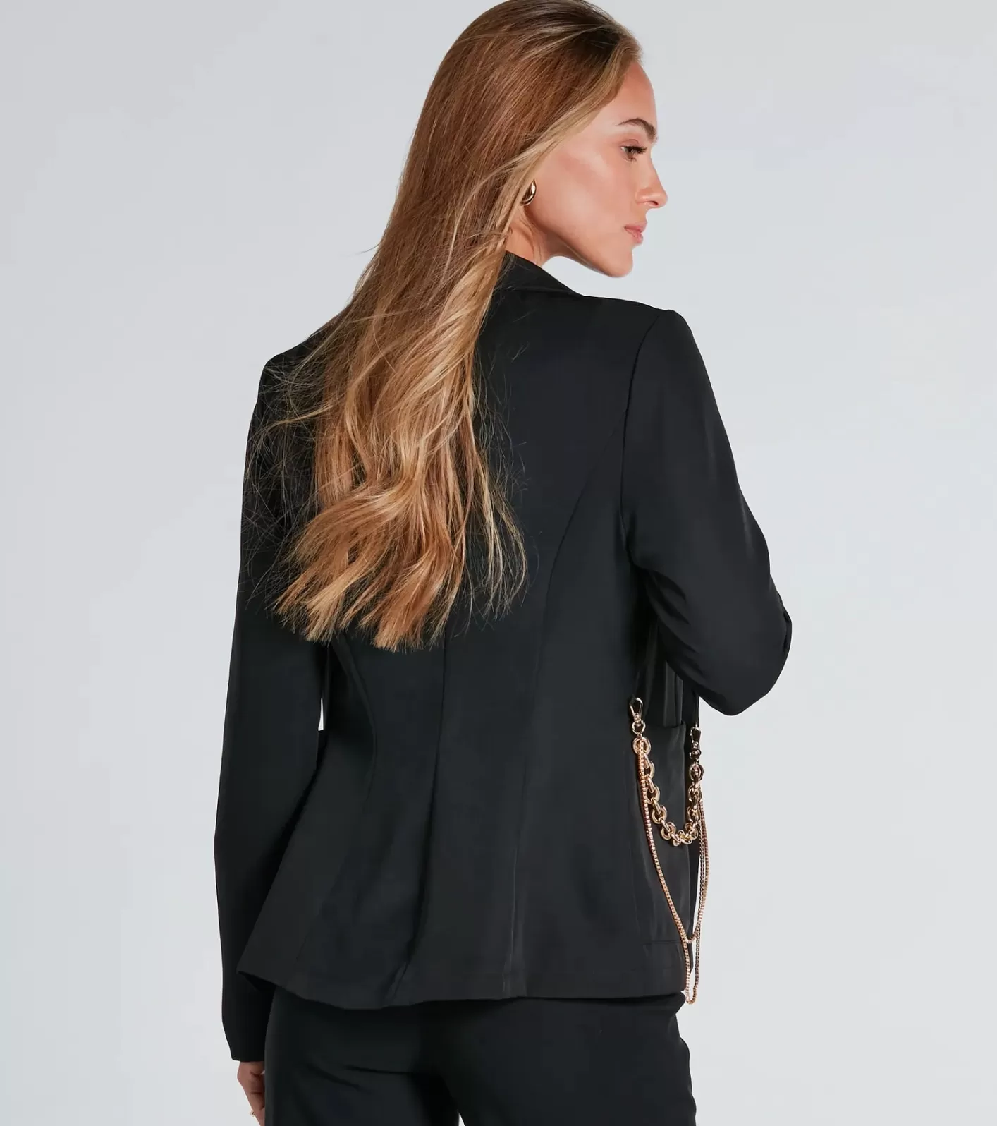 Windsor Bling It On Crepe Blazer With Chain BLACK Discount