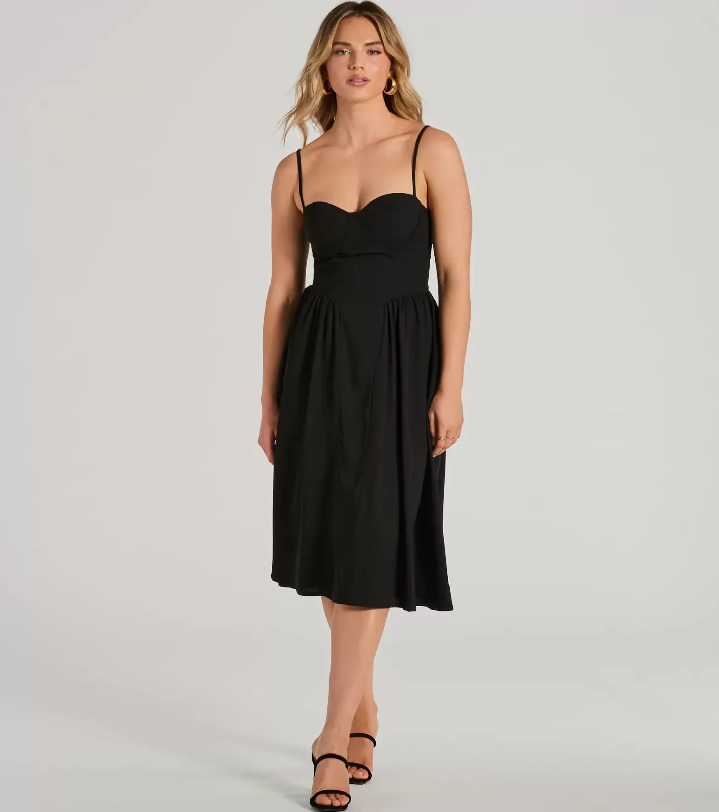 Windsor Blissful Afternoons Corset A-Line Midi Dress BLACK Store