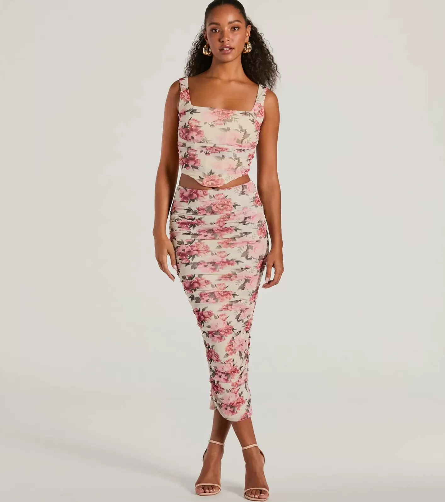 Windsor Blooming Bliss High-Rise Bodycon Floral Maxi Skirt IVORY Online