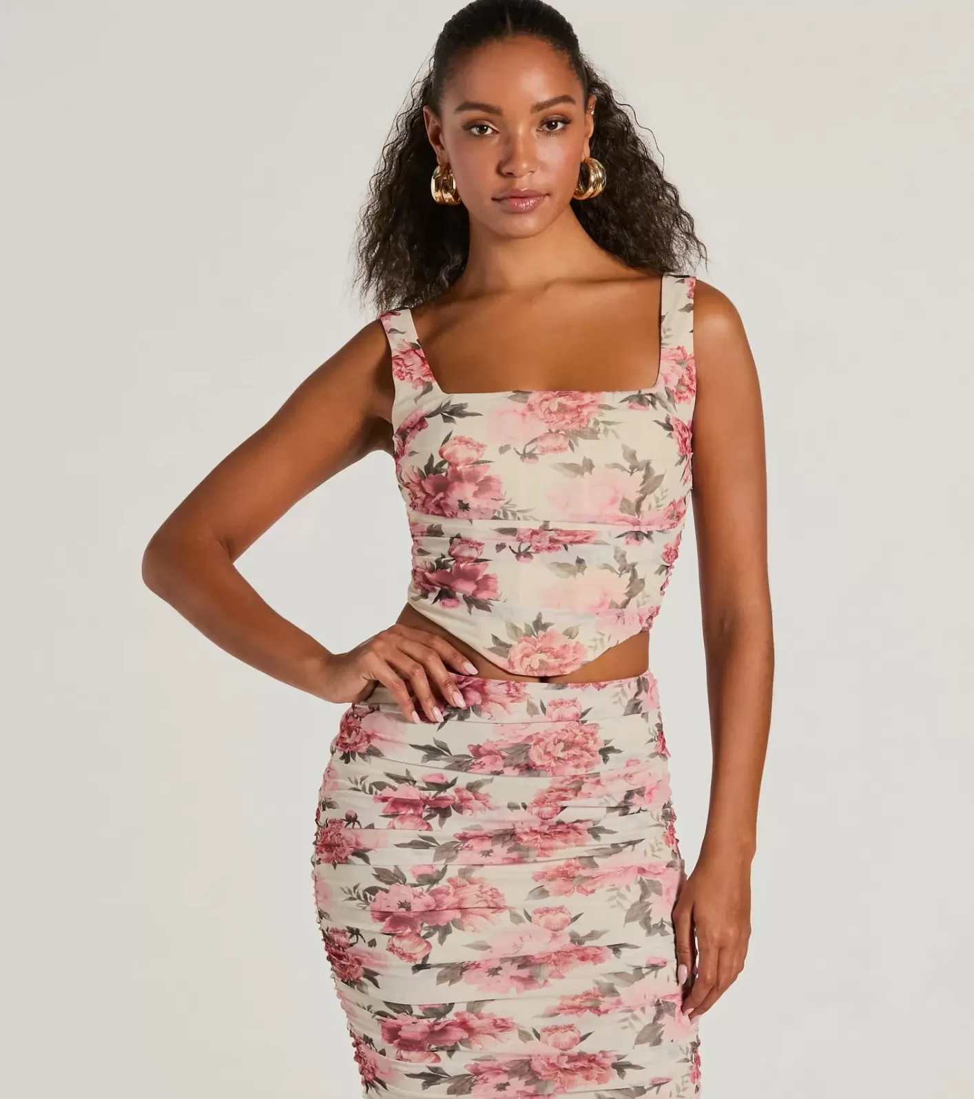 Windsor Blooming Bliss Lace-Up Floral Mesh Bustier IVORY Flash Sale