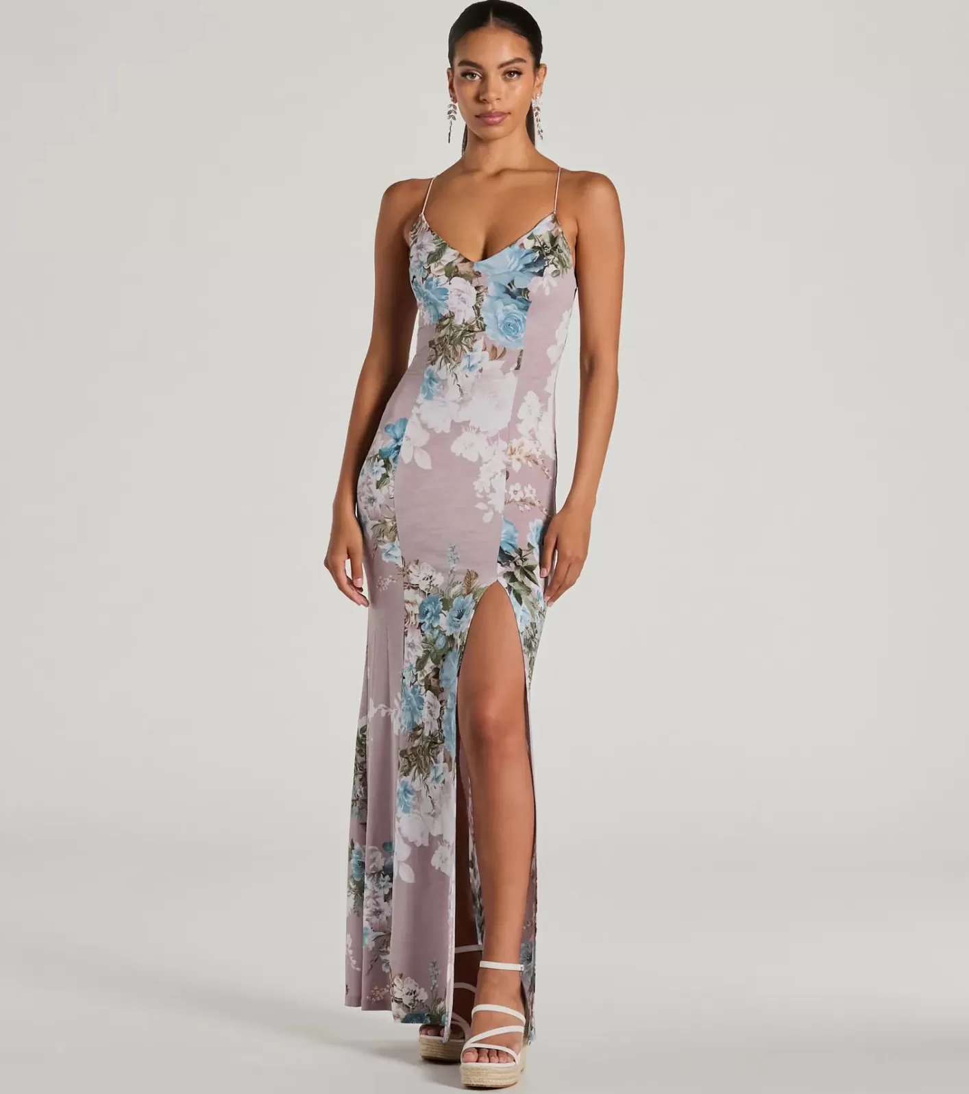Windsor Blooming Floral Knit Maxi Dress LAVENDER Outlet