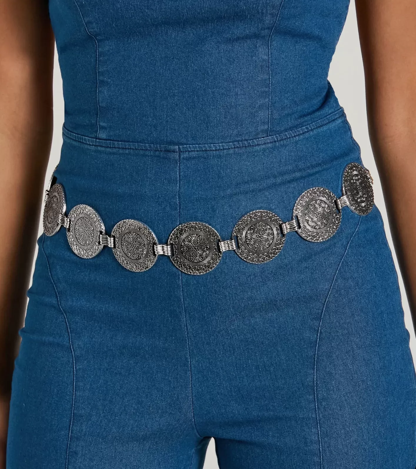 Windsor Bohemian Flair Medallion Chain Belt SILVEROX Sale