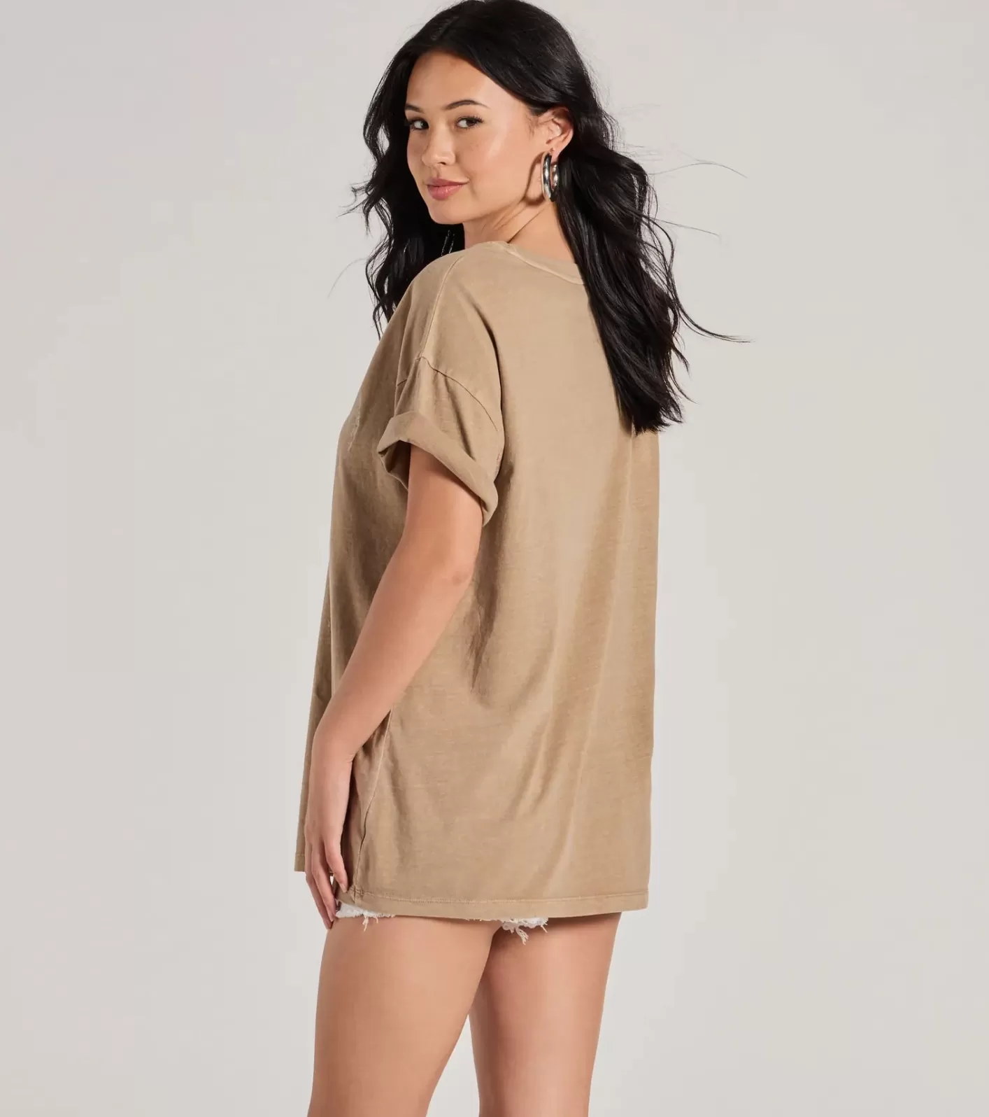 Windsor Boho Babe Longhorn Oversized Graphic Tee MOCHA Clearance