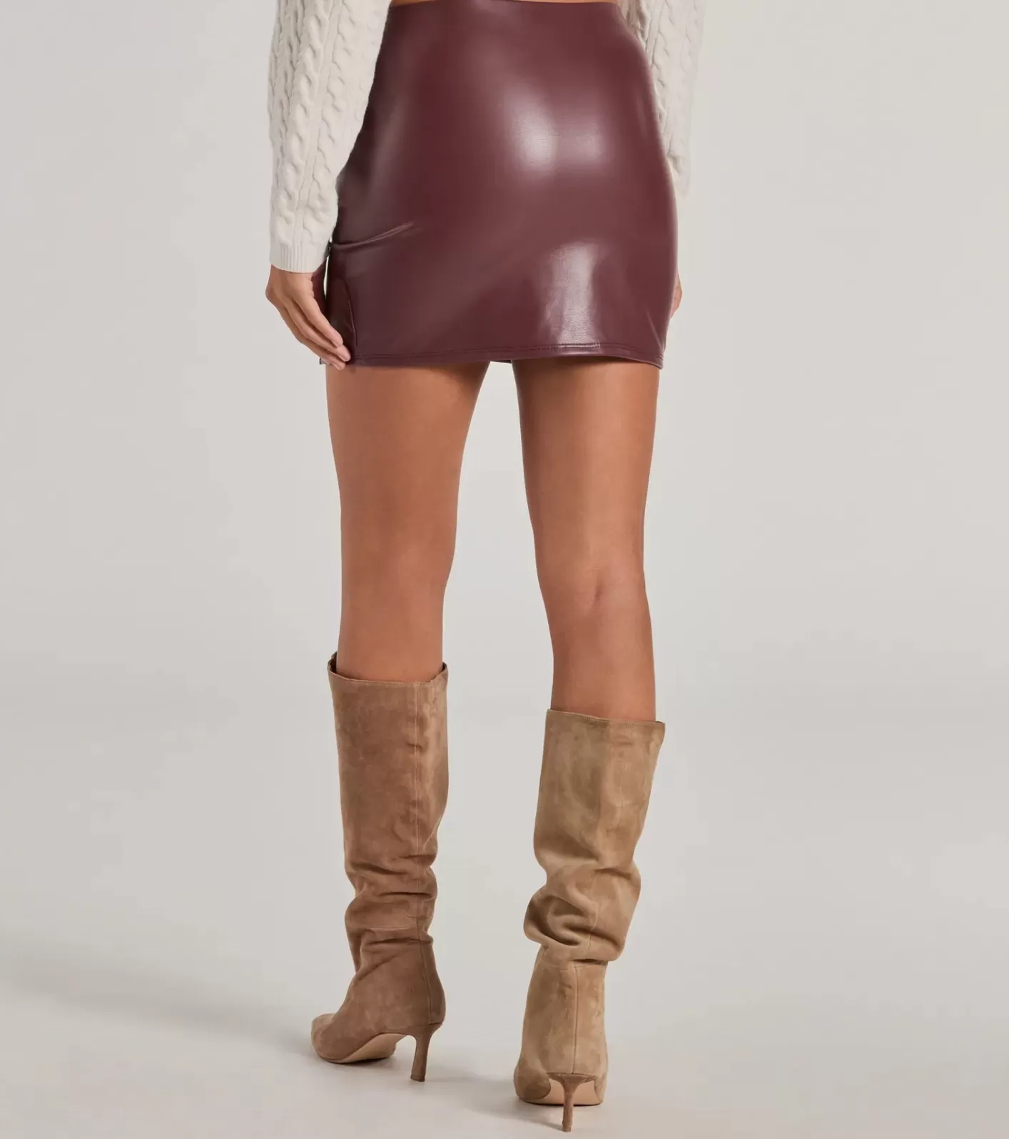 Windsor Bold Allure Faux Leather Mini Skirt WINE Sale