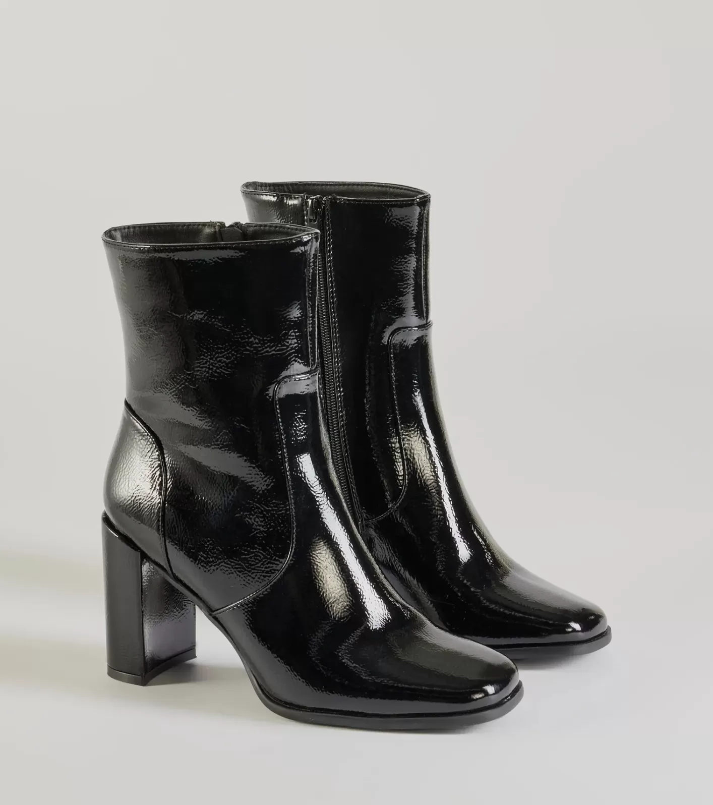 Windsor Bold Baddie Faux Patent Leather Ankle Booties BLACK Best