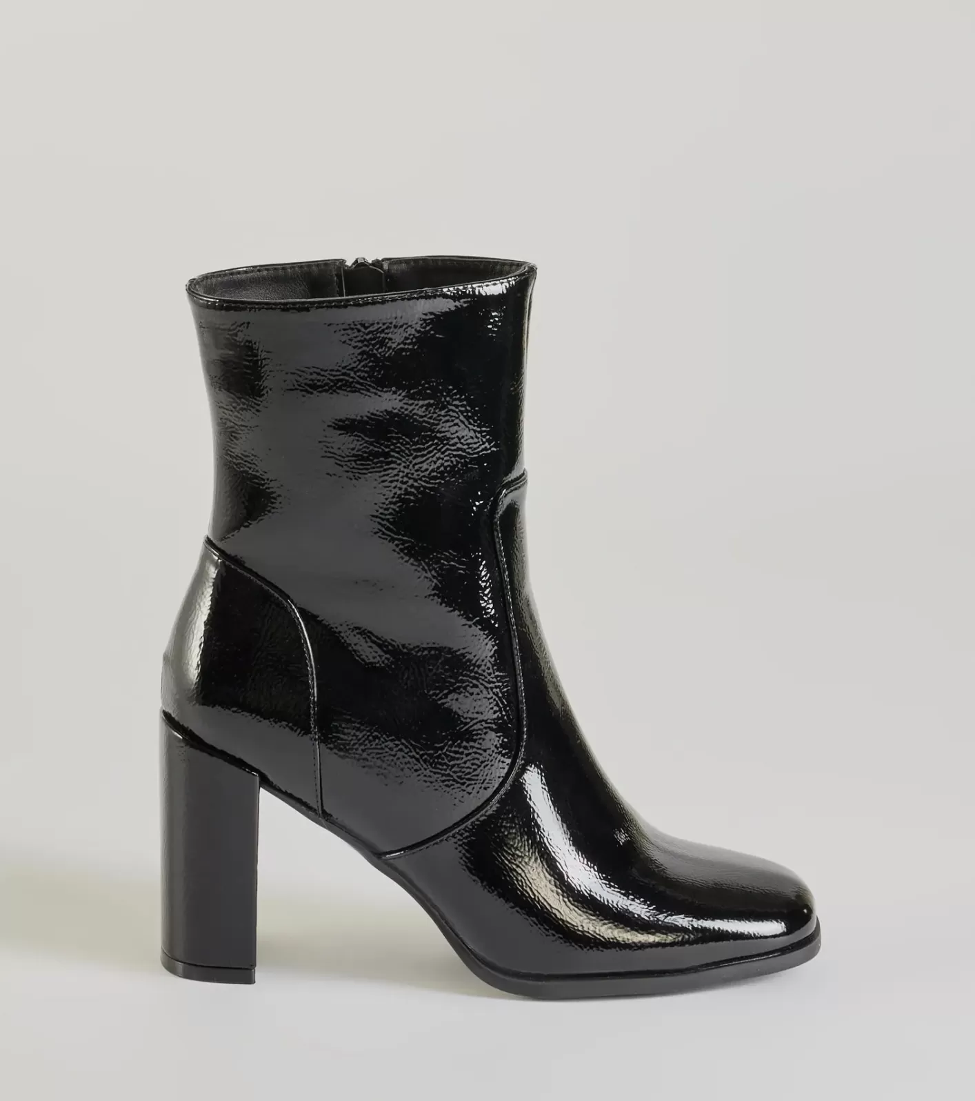 Windsor Bold Baddie Faux Patent Leather Ankle Booties BLACK Best