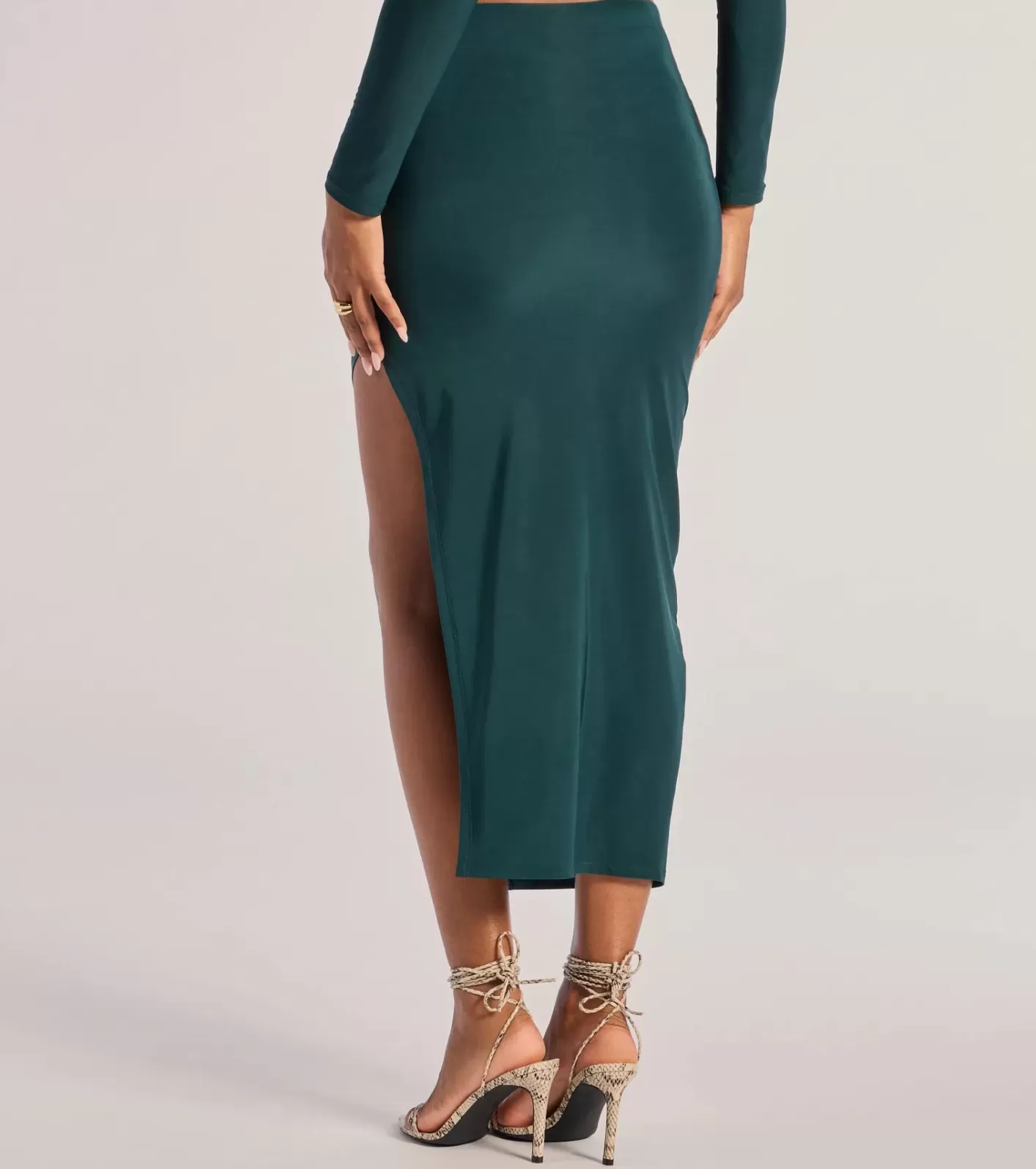 Windsor Bold Staple Ruched Asymmetrical Midi Skirt HUNTER Best Sale