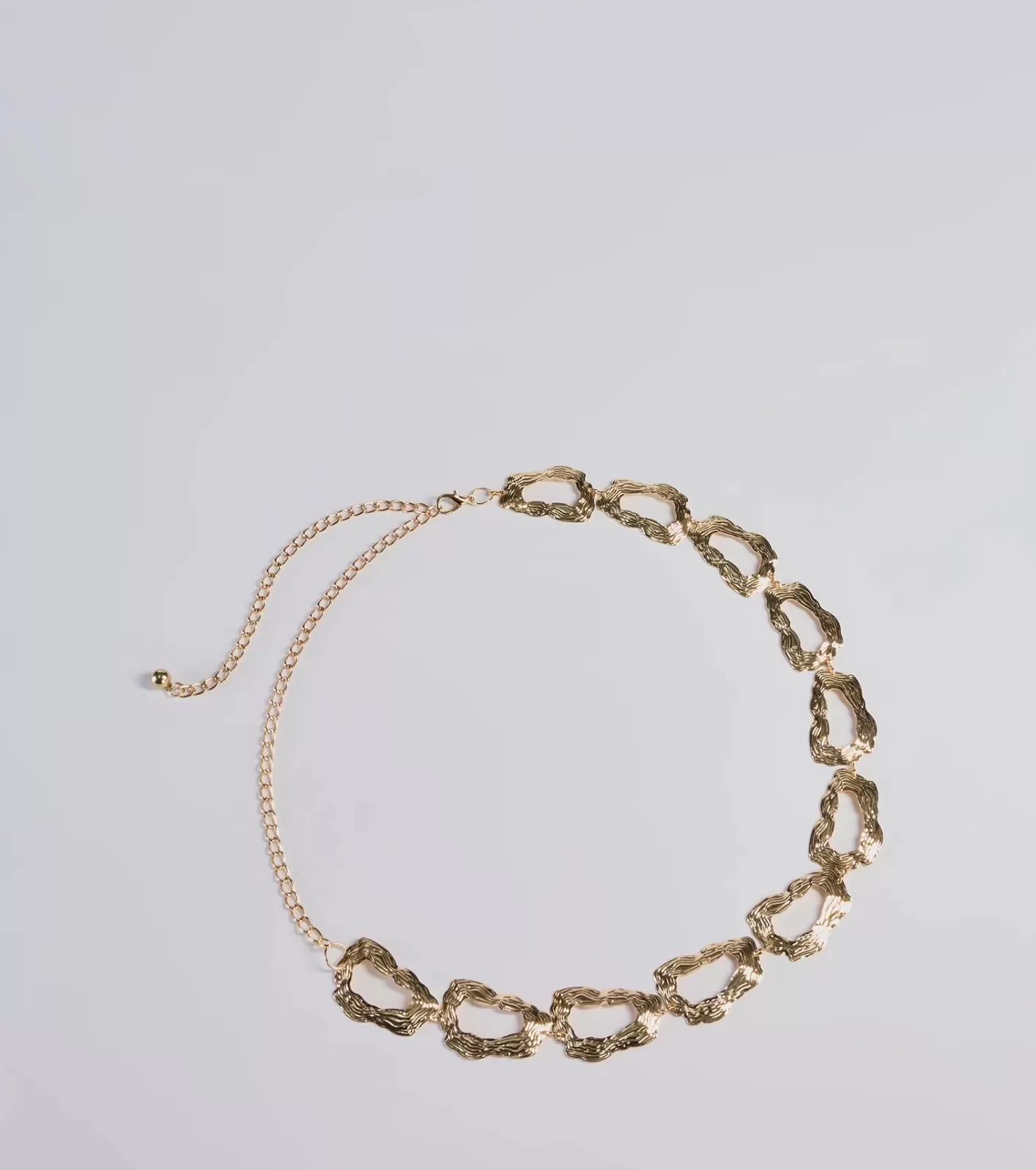 Windsor Boldly Chic Abstract Hammered Metal Chain Belt GOLD Discount