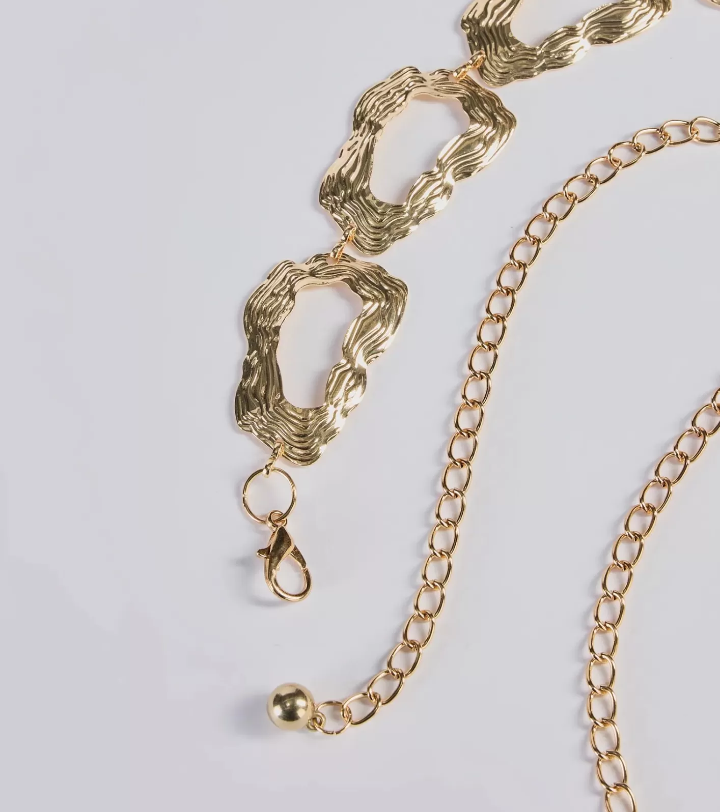 Windsor Boldly Chic Abstract Hammered Metal Chain Belt GOLD Discount