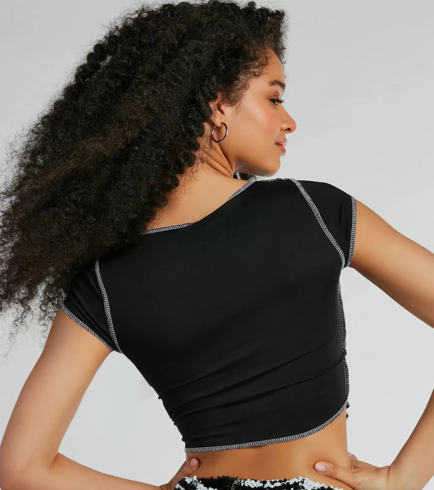 Windsor Born To Ride Lace-Up Crop Graphic Tee BLACK New