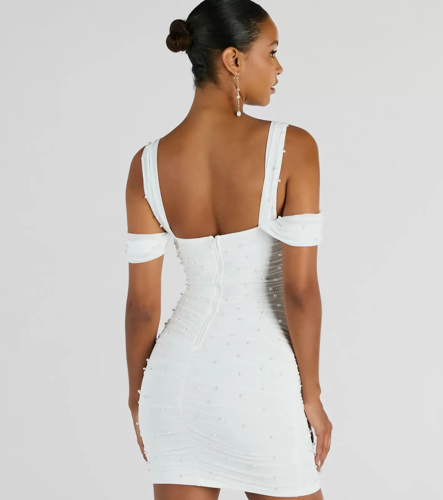 Windsor Breathtaking Impression Faux Pearl Bodycon Mini Dress WHITE Shop